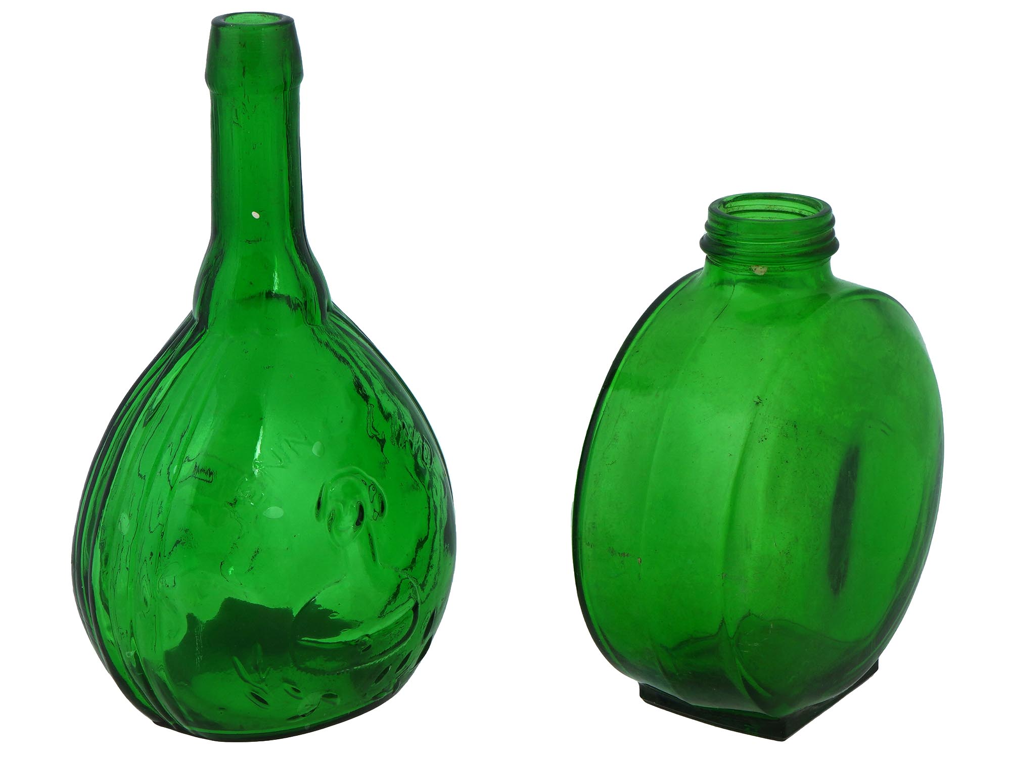 VINTAGE GREEN GLASS BOTTLES SUNSWEET AND RELIEF IMAGES PIC-0