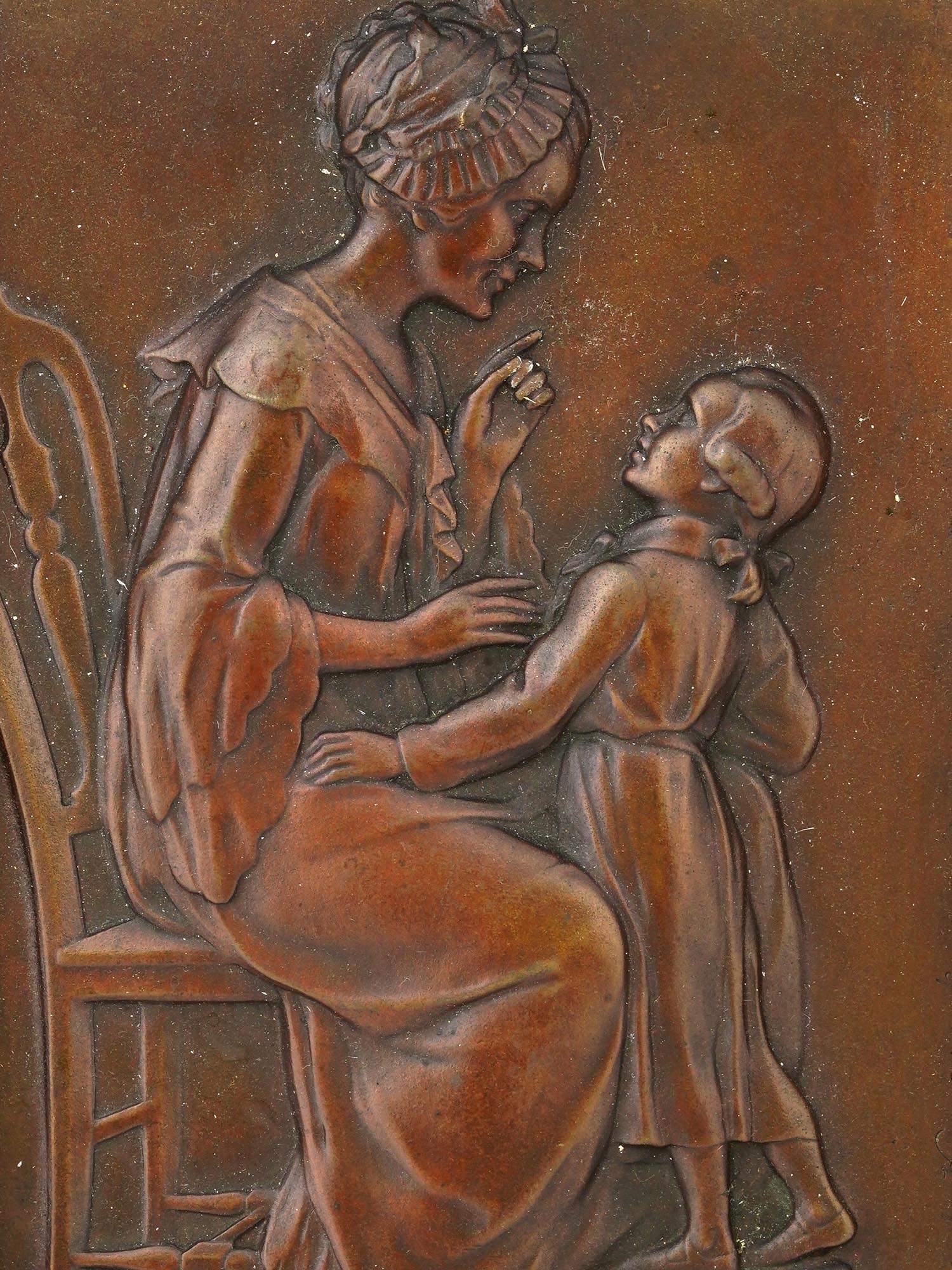 ANTIQUE BRONZE PLAQUE BY JOSEPH KOWARZIK FRAU GOETHE PIC-1