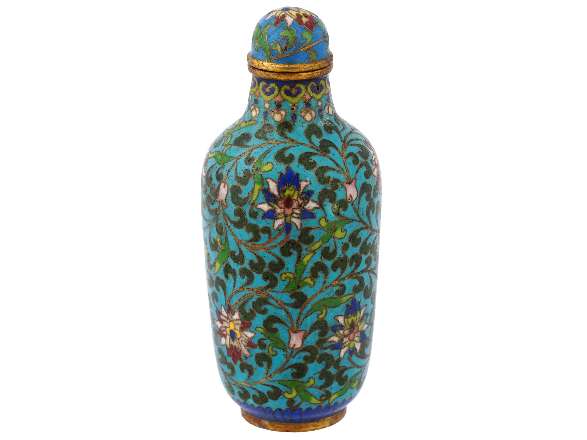 19TH CENTURY CHINESE CLOISONNE ENAMEL SNUFF BOTTLE PIC-1