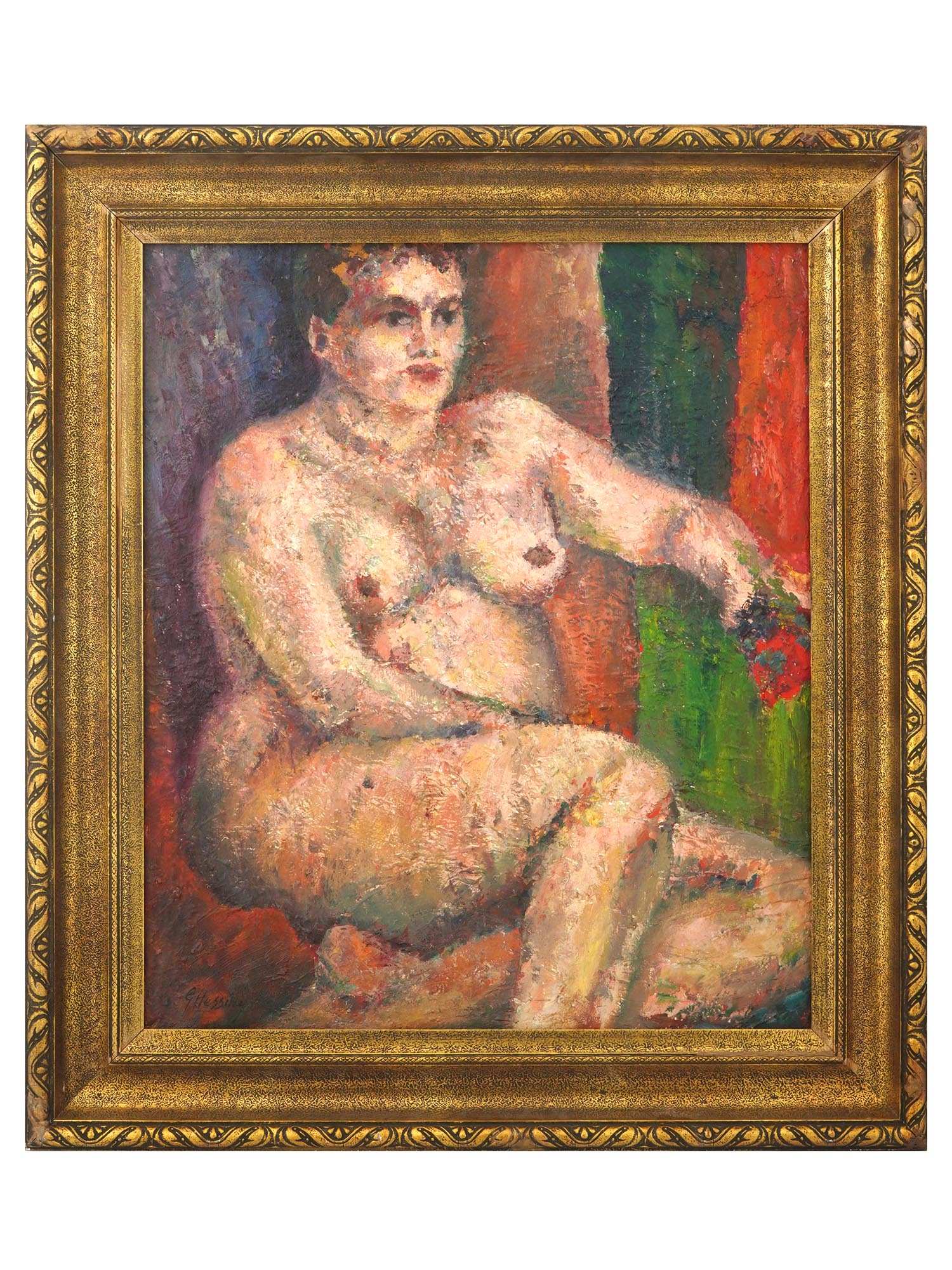 AUSTRIAN NUDE FEMALE PAINTING BY GUSTAV HESSING PIC-0