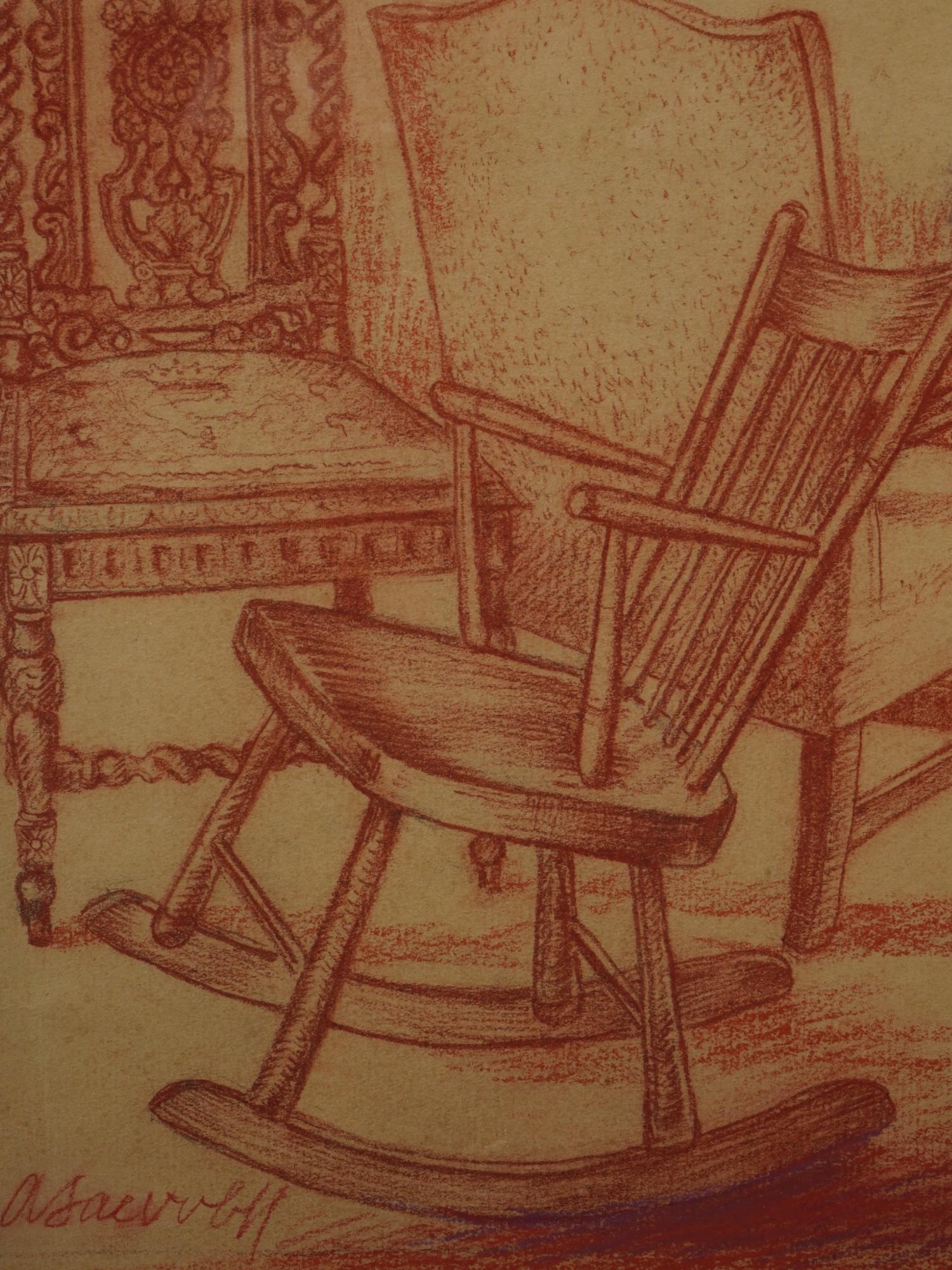 RUSSIAN DRAWING CHAIRS BY ALEXANDRE JACOVLEFF SIGNED PIC-1