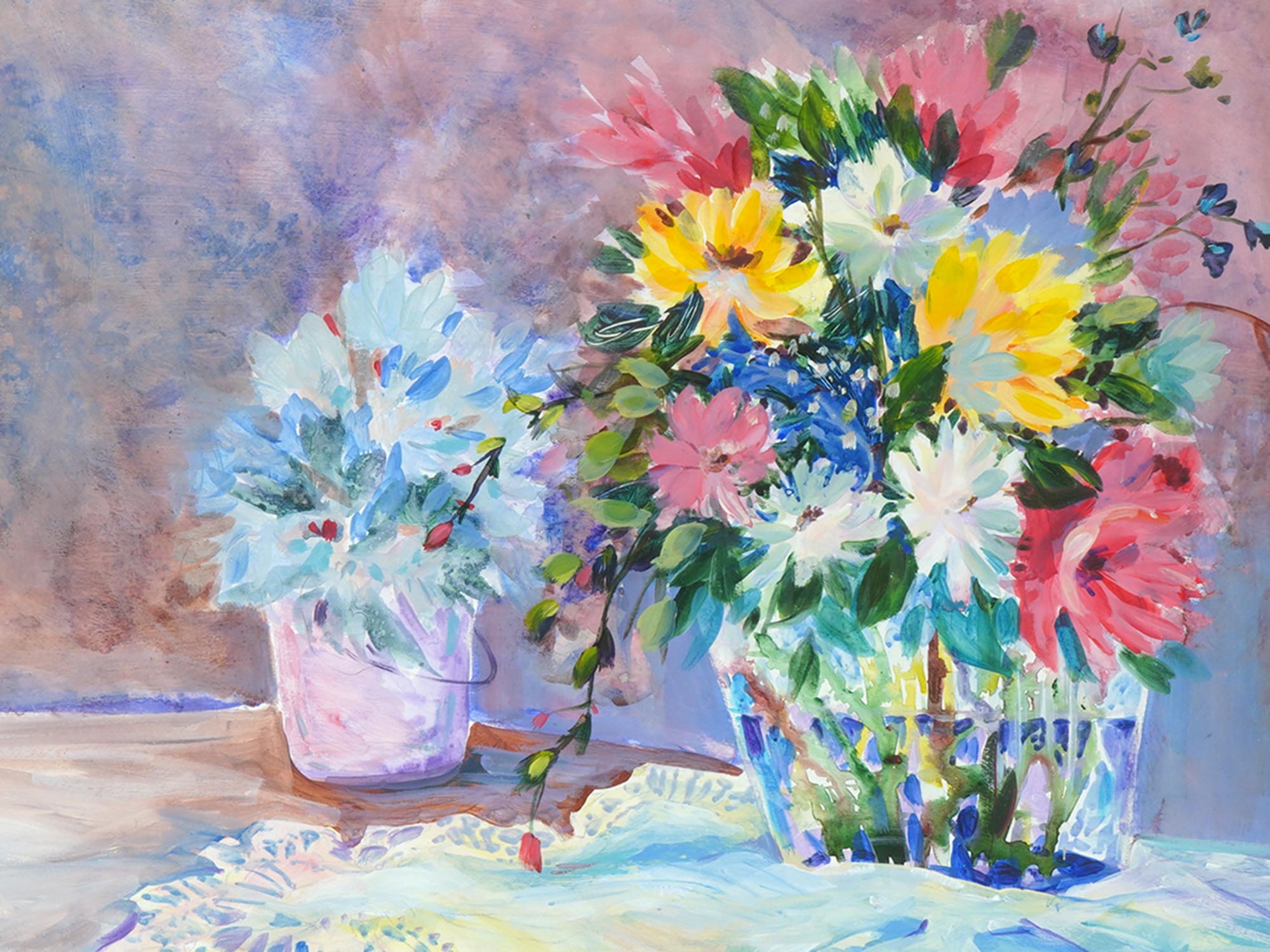 AMERICAN PAINTING FLOWERS BY SERGEI BONGART PIC-1