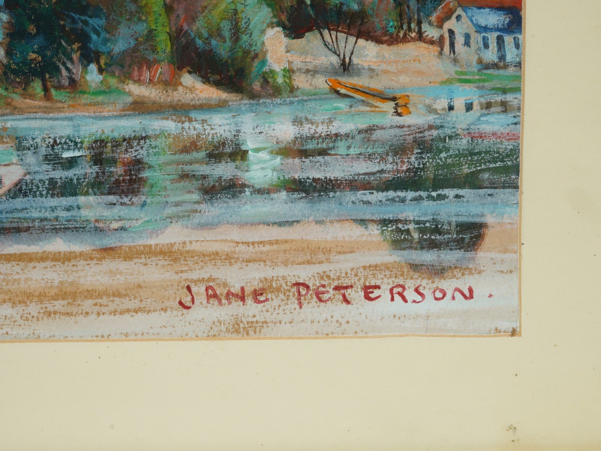 MID CENTURY AMERICAN JANE PETERSON LANDSCAPE PAINTING PIC-2