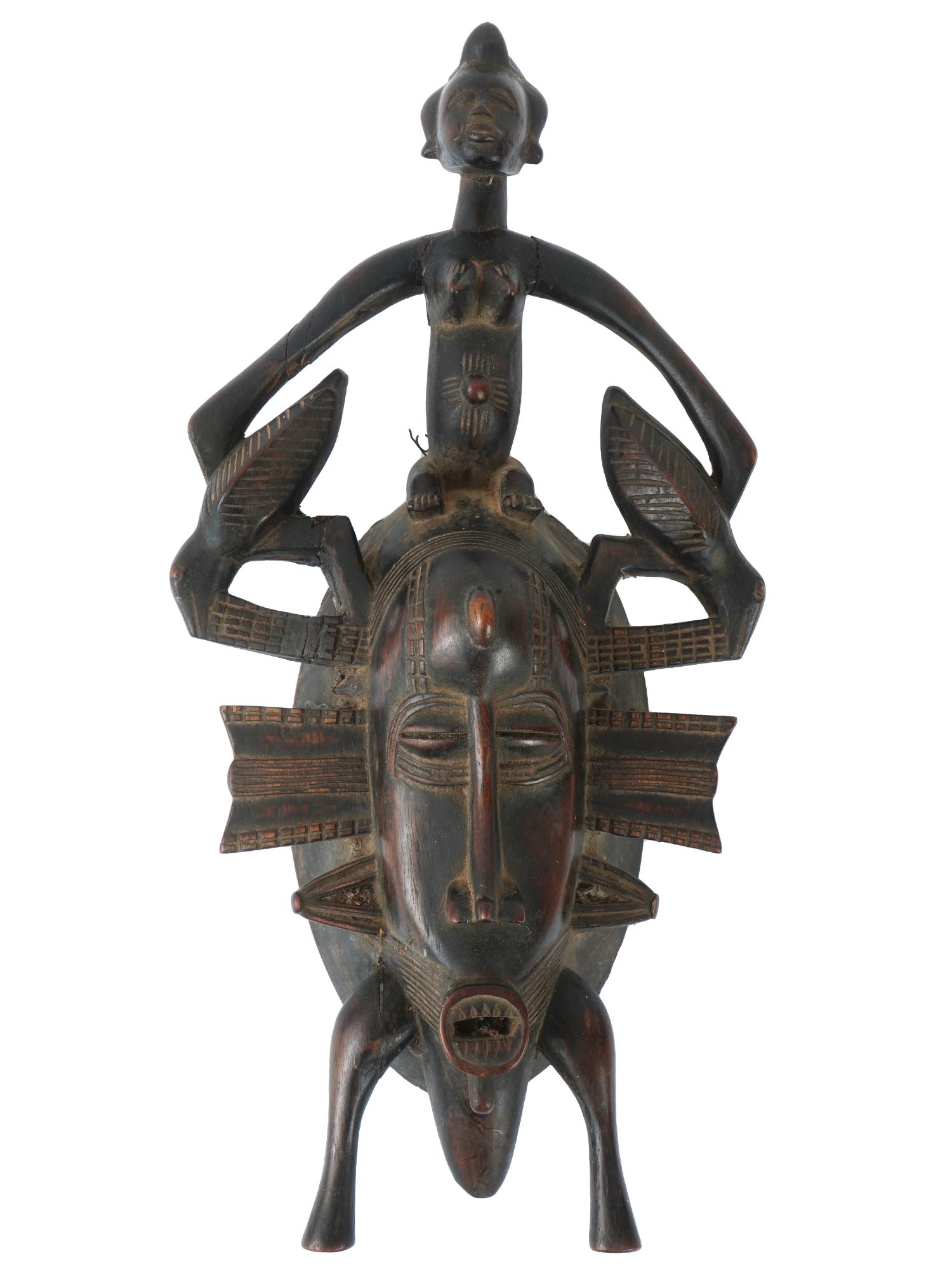 WEST AFRICAN IVORY COAST SENUFO PEOPLE KPELIE MASK PIC-0