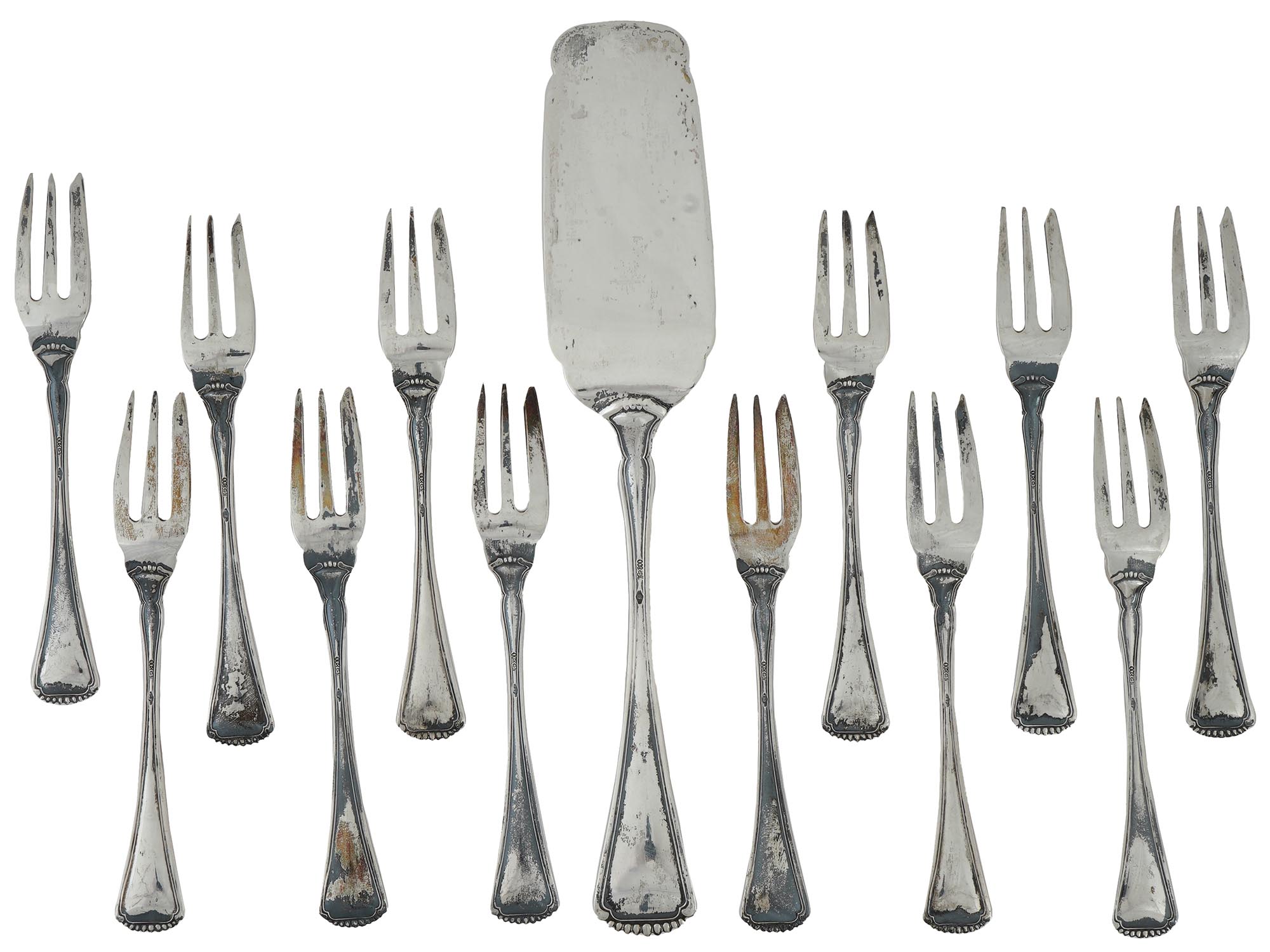 MIDCENT ITALIAN 800 SILVER DESSERT CUTLERY SET IOB PIC-2