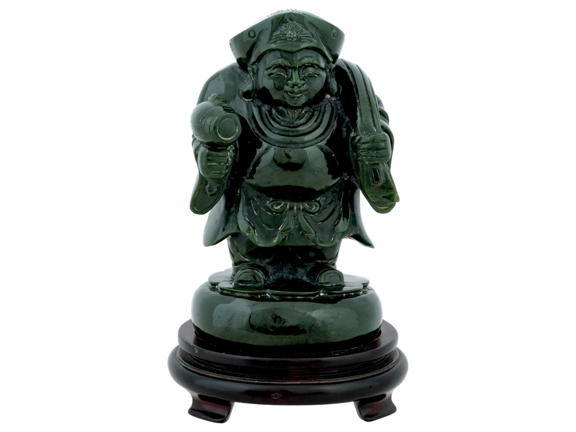 LARGE JAPANESE HAND CARVED JADE GOD FIGURE WITH COA PIC-1