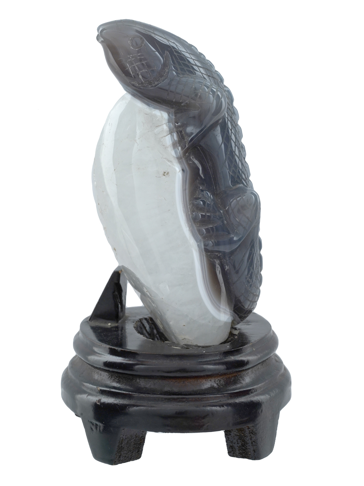 ASIAN CARVED AGATE AMETHYST GEODE FIGURE OF LIZARD PIC-4