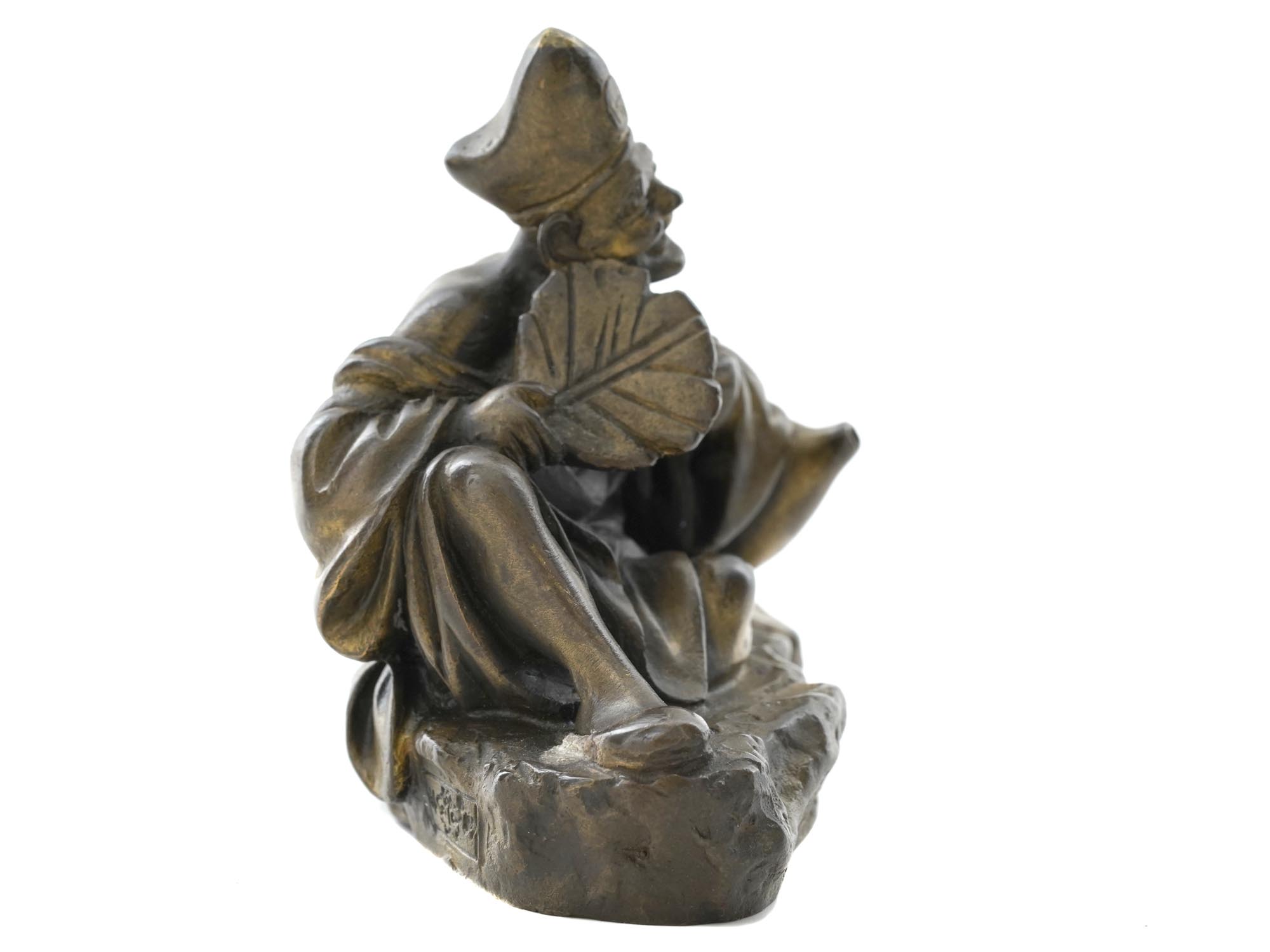 JAPANESE PATINATED BRONZE FIGURE OF TAOIST MONK PIC-2