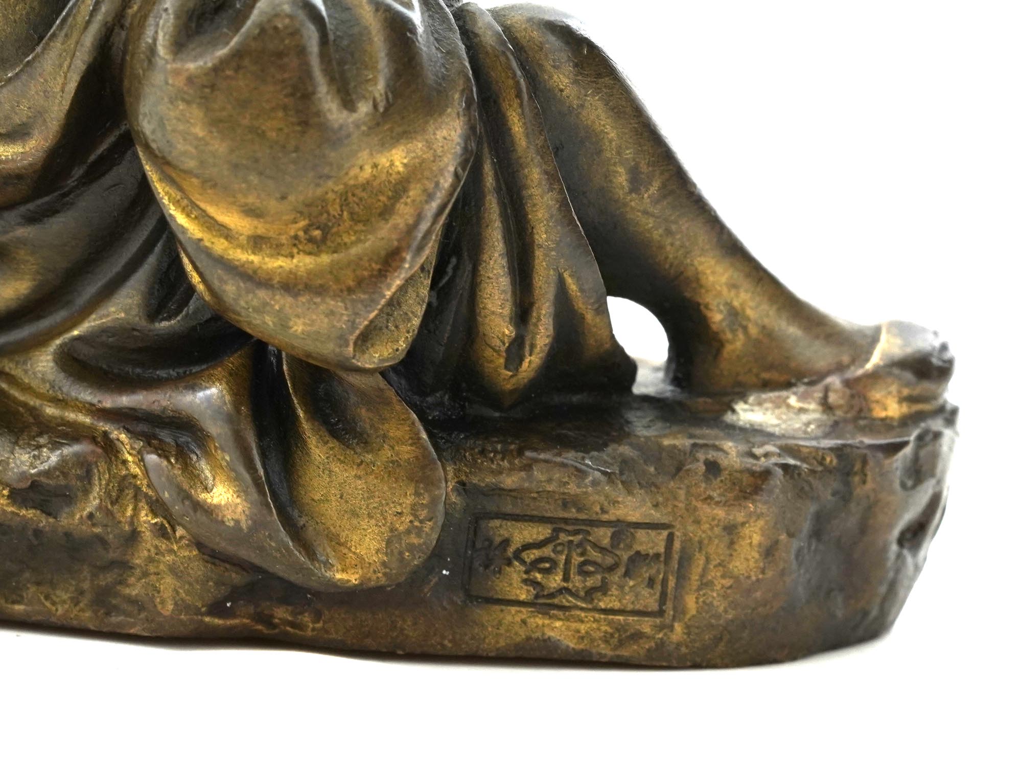 JAPANESE PATINATED BRONZE FIGURE OF TAOIST MONK PIC-6