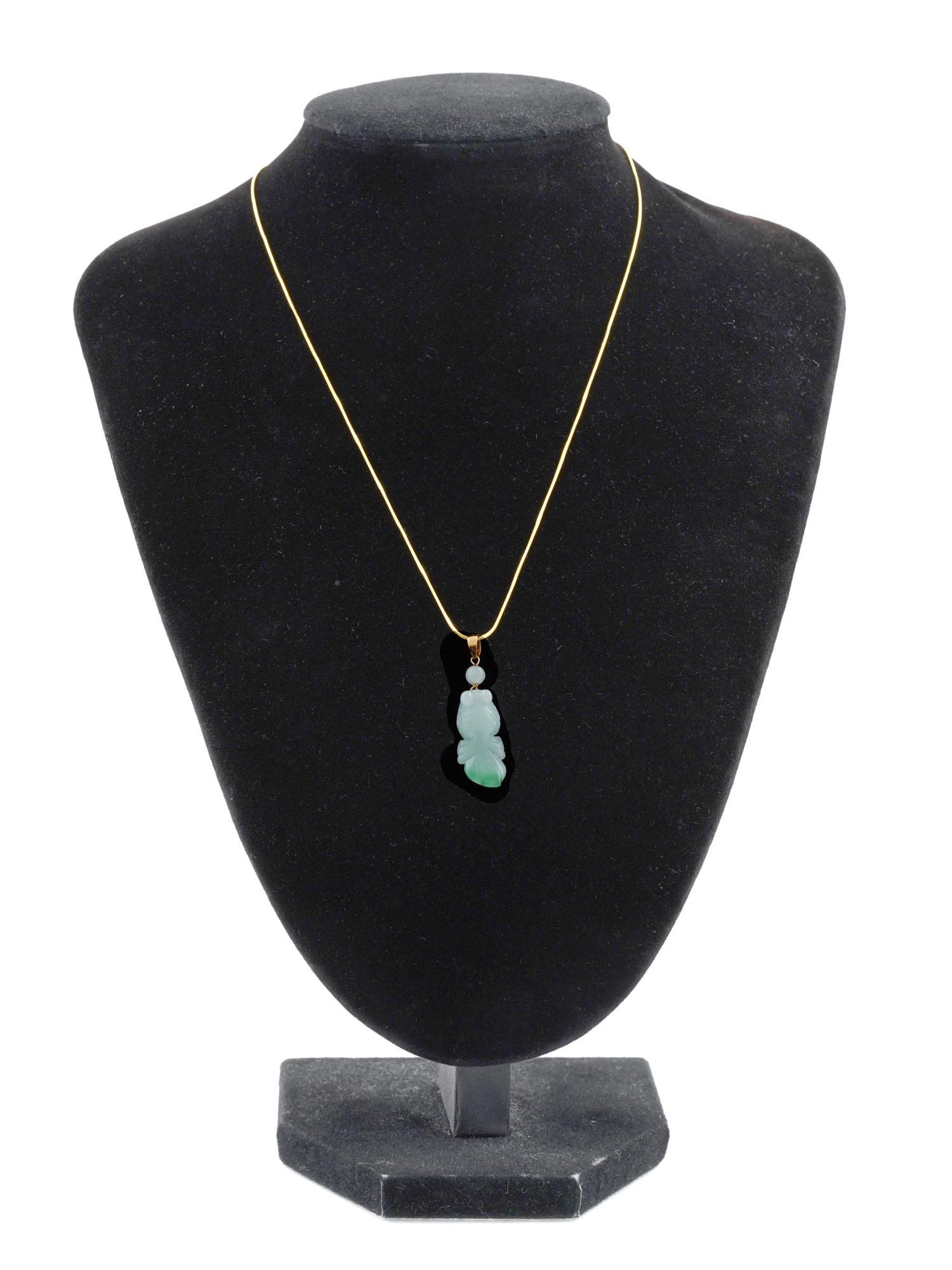 14K JADE PENDANT W GOLD PLATED SILVER NECKLACE PIC-0