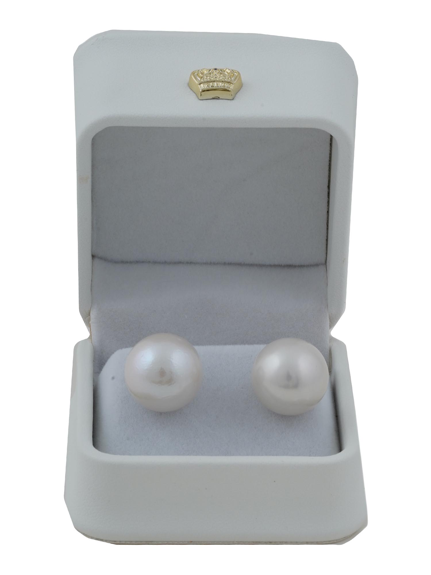 18K GOLD AND 15MM SOUTH SEA PEARL STUD EARRINGS PIC-1