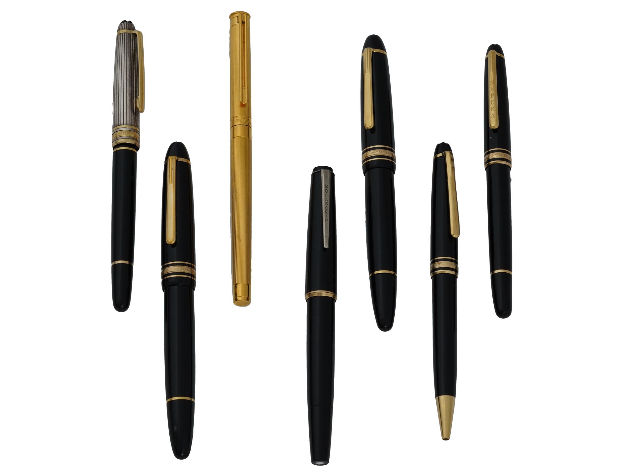 7 GOLD AND SILVER MONTBLANC AND BOLASCRIP PENS PIC-0