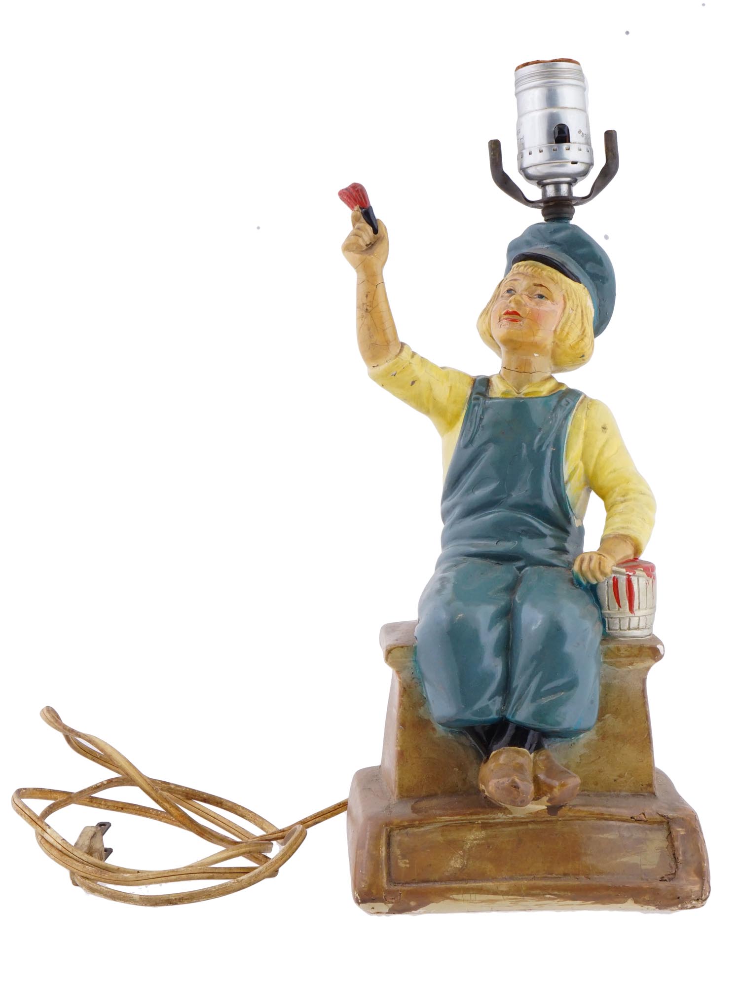 DUTCH BOY PAINTED FIGURAL TABLE LAMP 1930S TO 1940S PIC-0