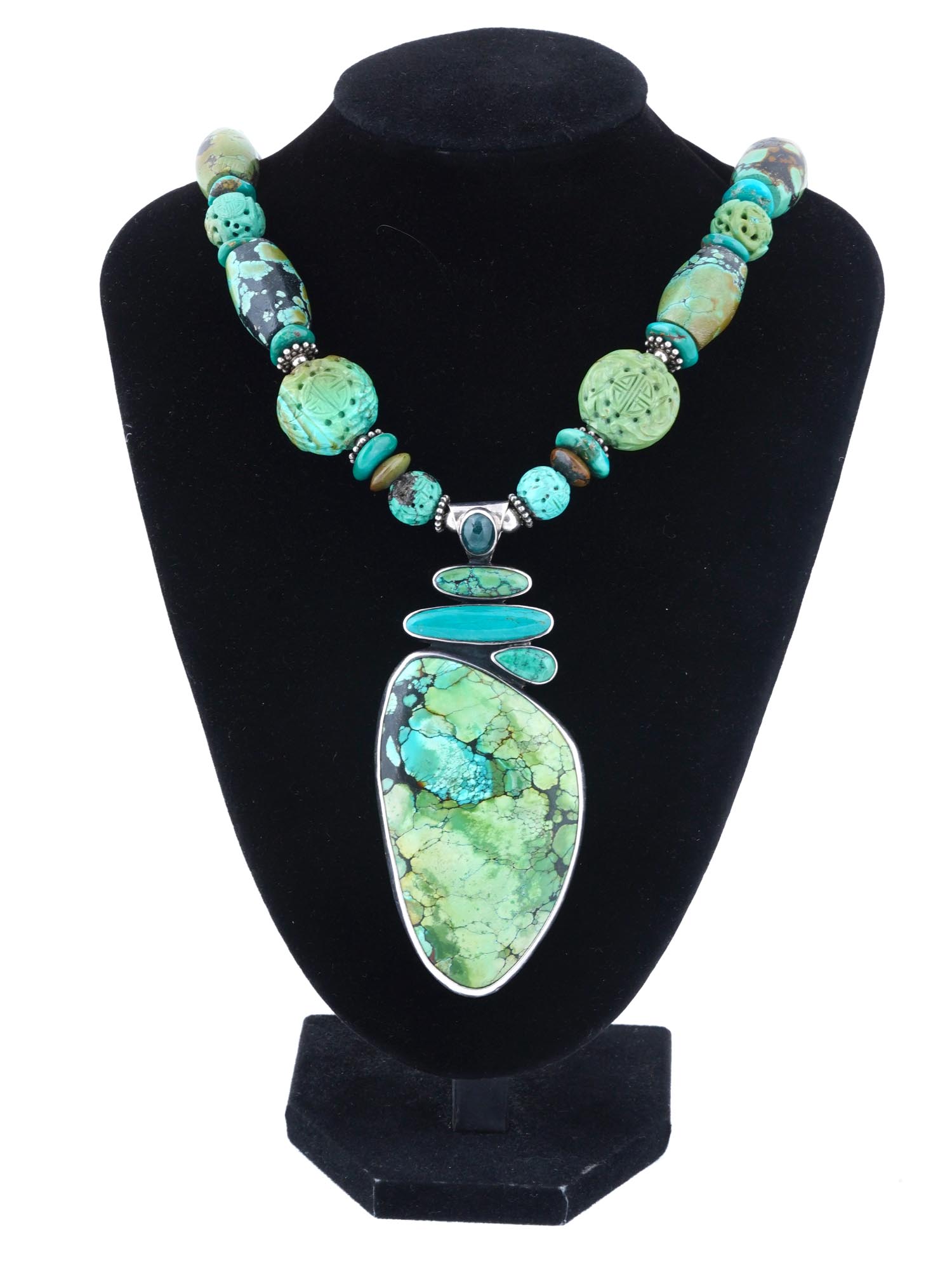 AMY KAHN RUSSEL AGATE TURQUOISE SILVER NECKLACE PIC-0