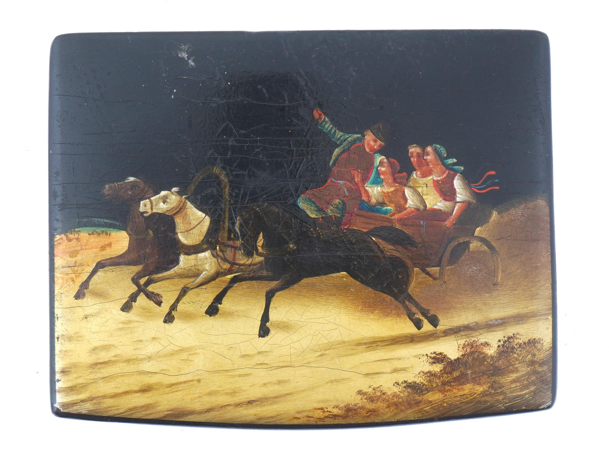 RUSSIAN VISHNYAKOV LACQUER TRINKET BOX LATE 19TH C PIC-3