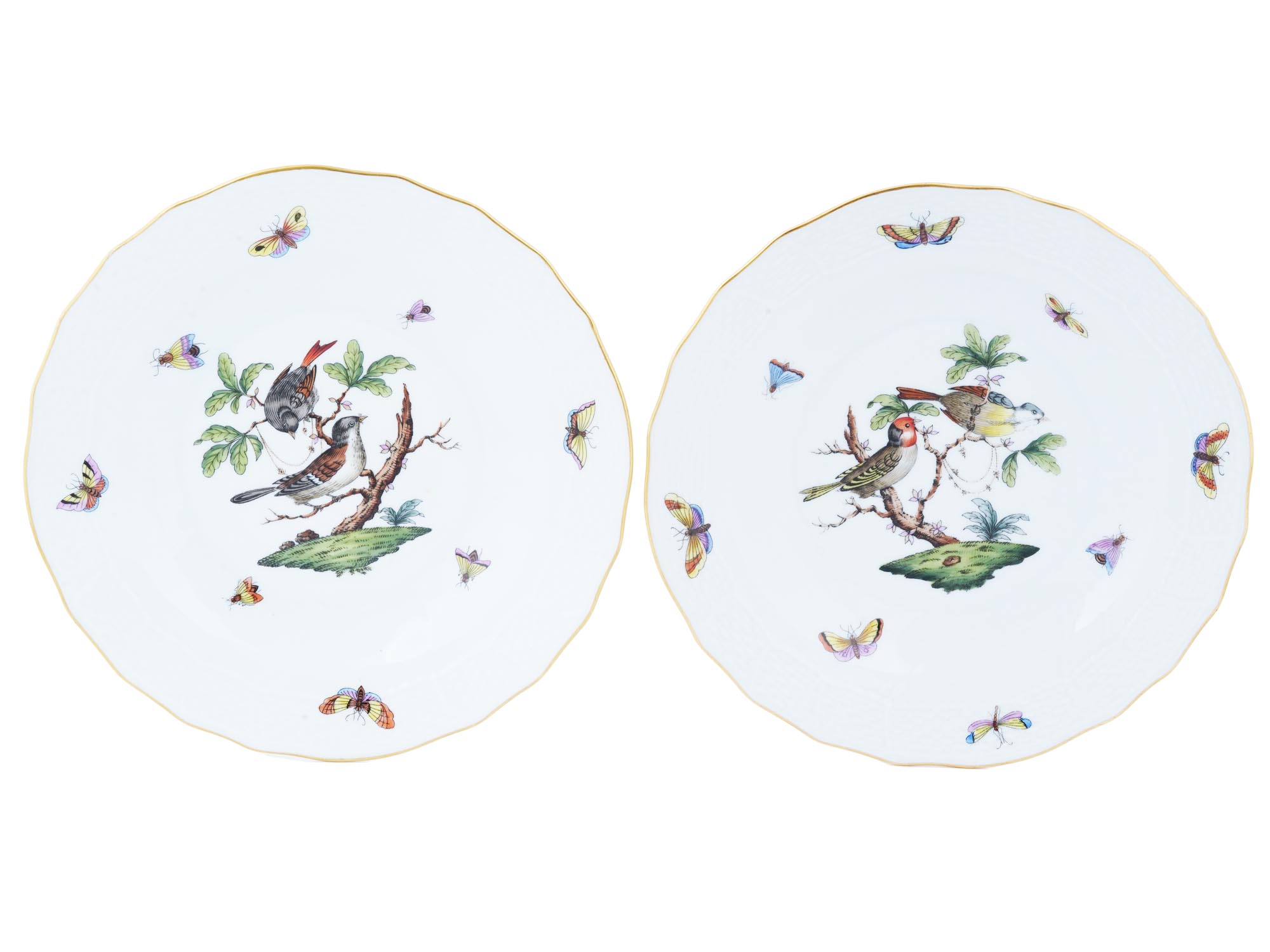 HUNGARIAN HEREND ROTHSCHILD BIRD PORCELAIN BOWLS PIC-0