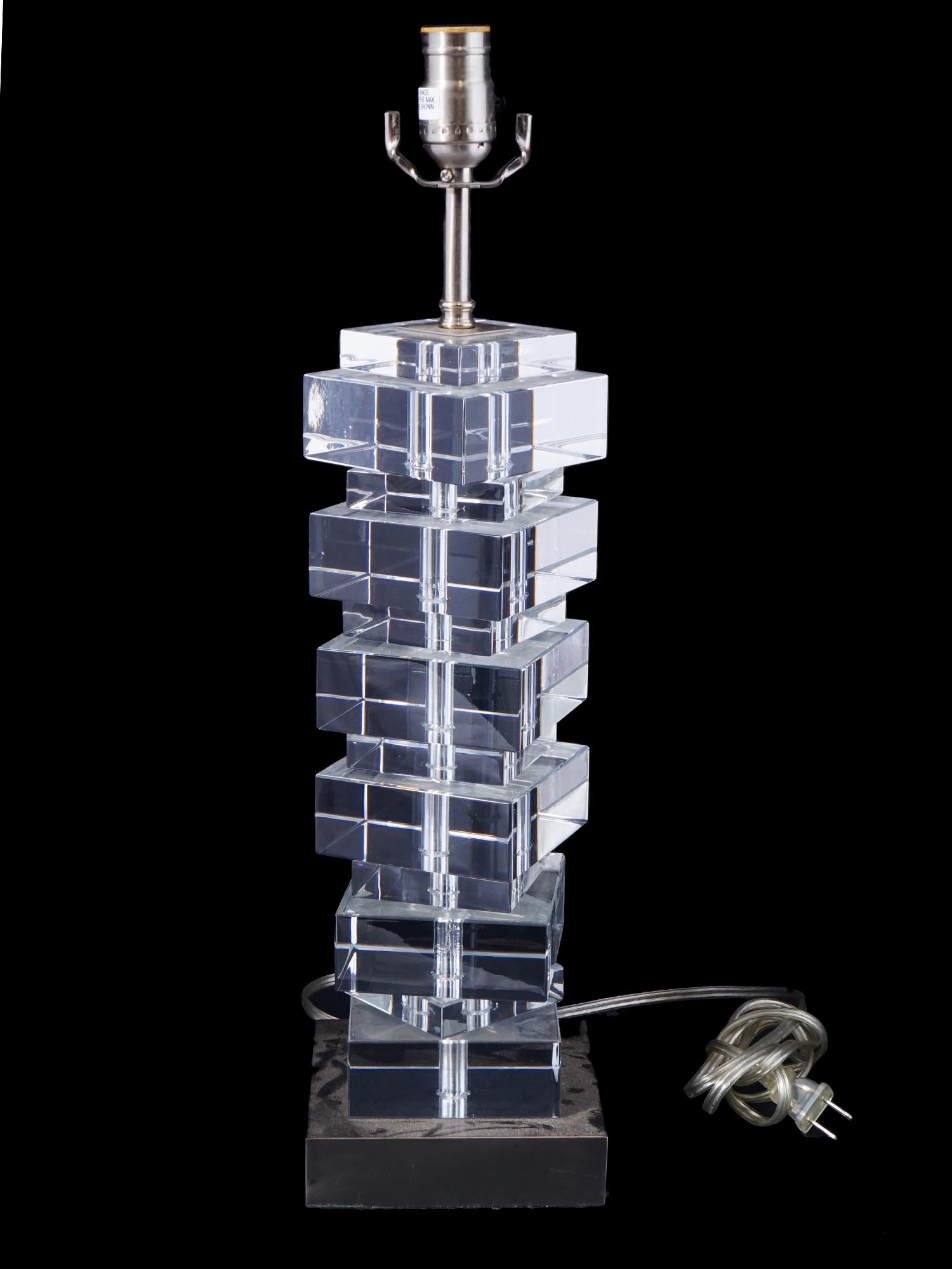 STACKED LUCITE TABLE LAMP IN MANNER OF KARL SPRINGER PIC-2