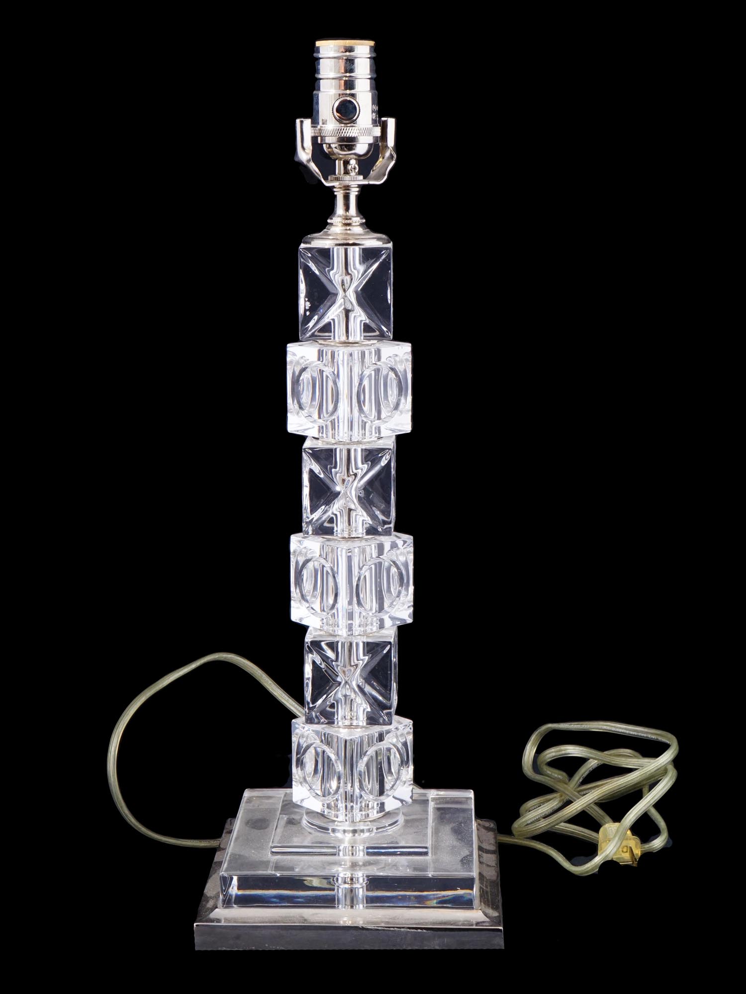 STACKED LUCITE TABLE LAMP IN MANNER OF KARL SPRINGER PIC-0