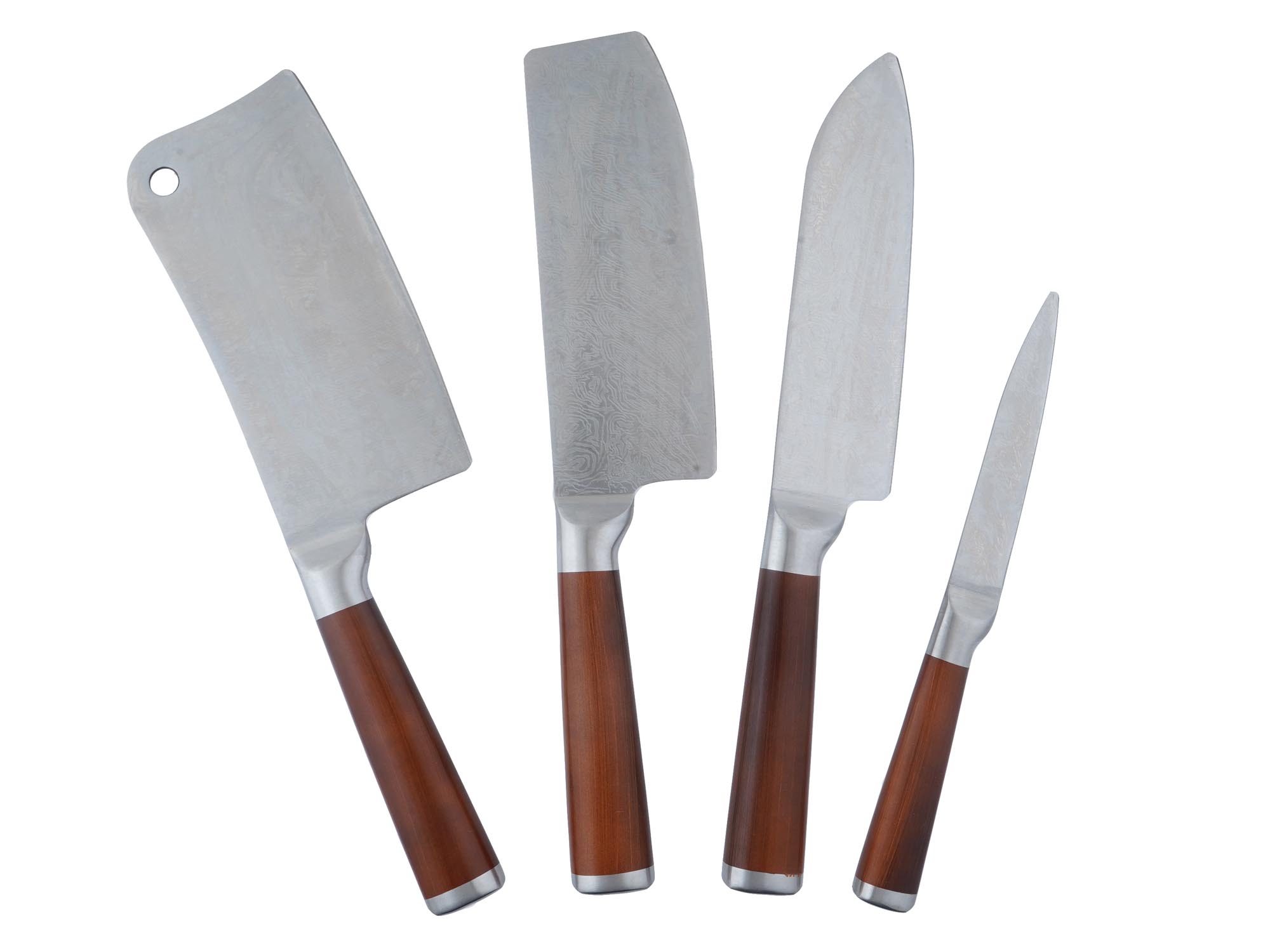 SET OF FOUR STAINLESS STEEL JAPANESE KNIVES PIC-0