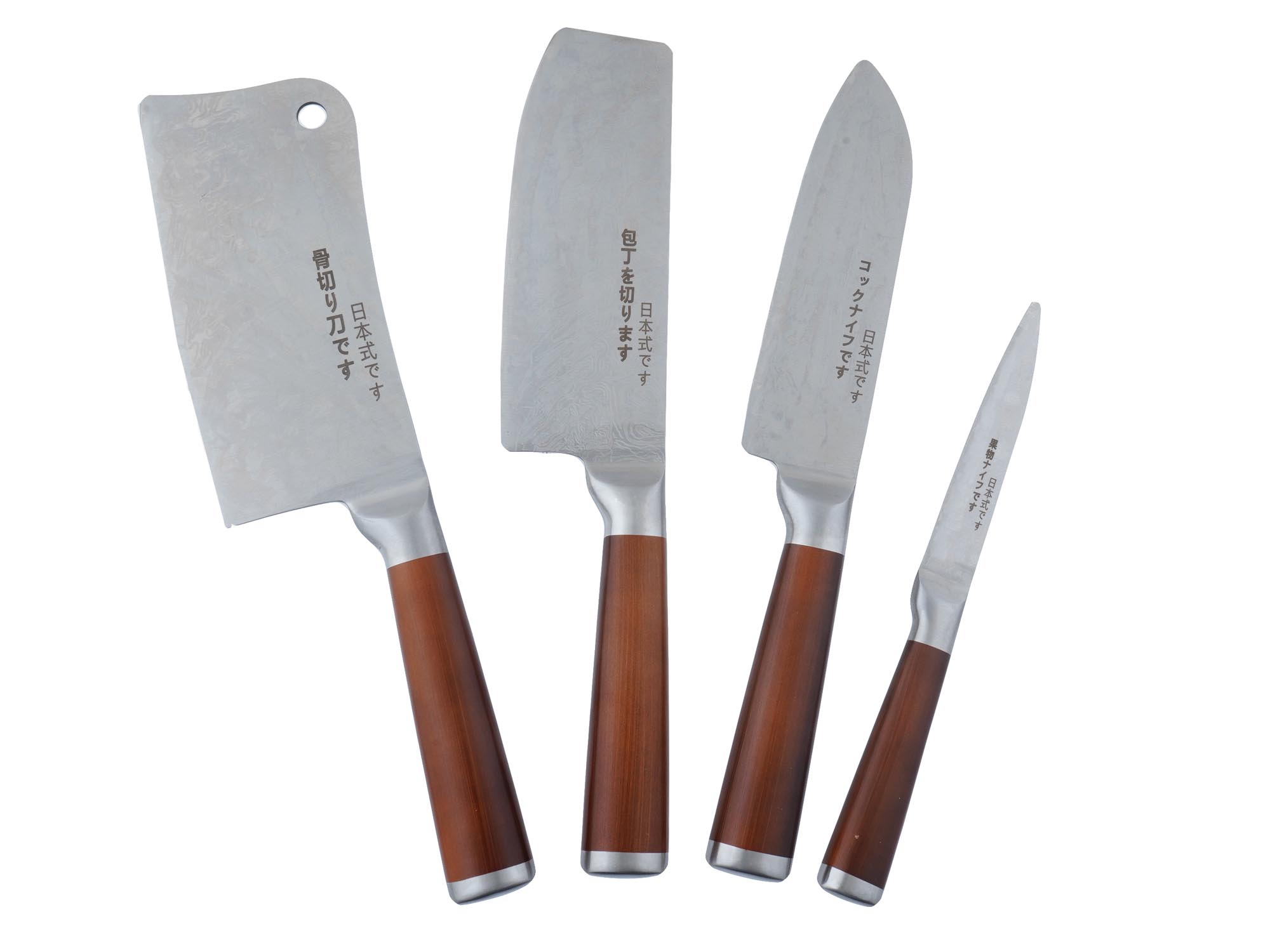 SET OF FOUR STAINLESS STEEL JAPANESE KNIVES PIC-1