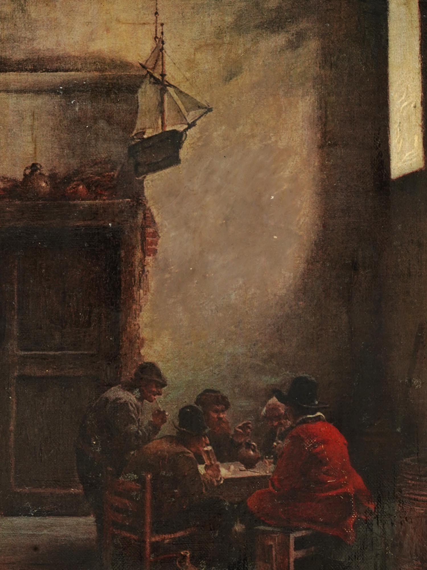 GERMAN TAVERN SCENE OIL PAINTING BY CLAUS MEYER PIC-1