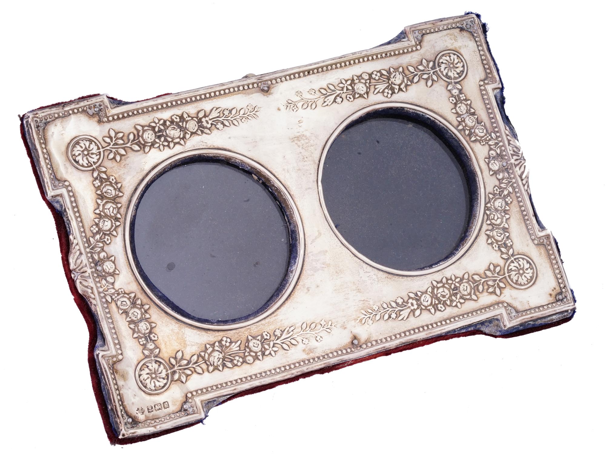 ANTIQUE ENGLISH SHEFFIELD SILVER DOUBLE PHOTO FRAME PIC-0