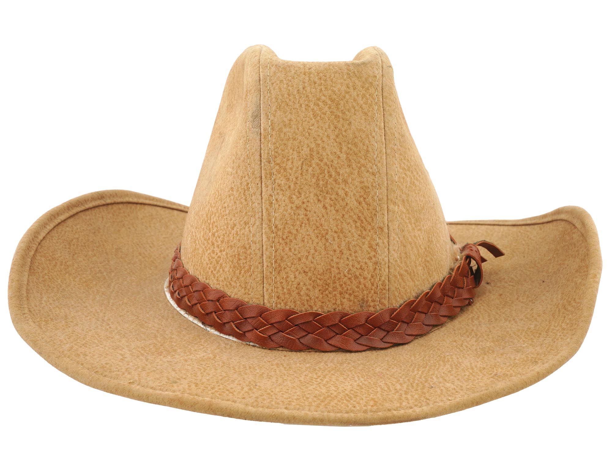 AMERICAN WESTERN ROCKMOUNT BEIGE LEATHER COWBOY HAT PIC-3