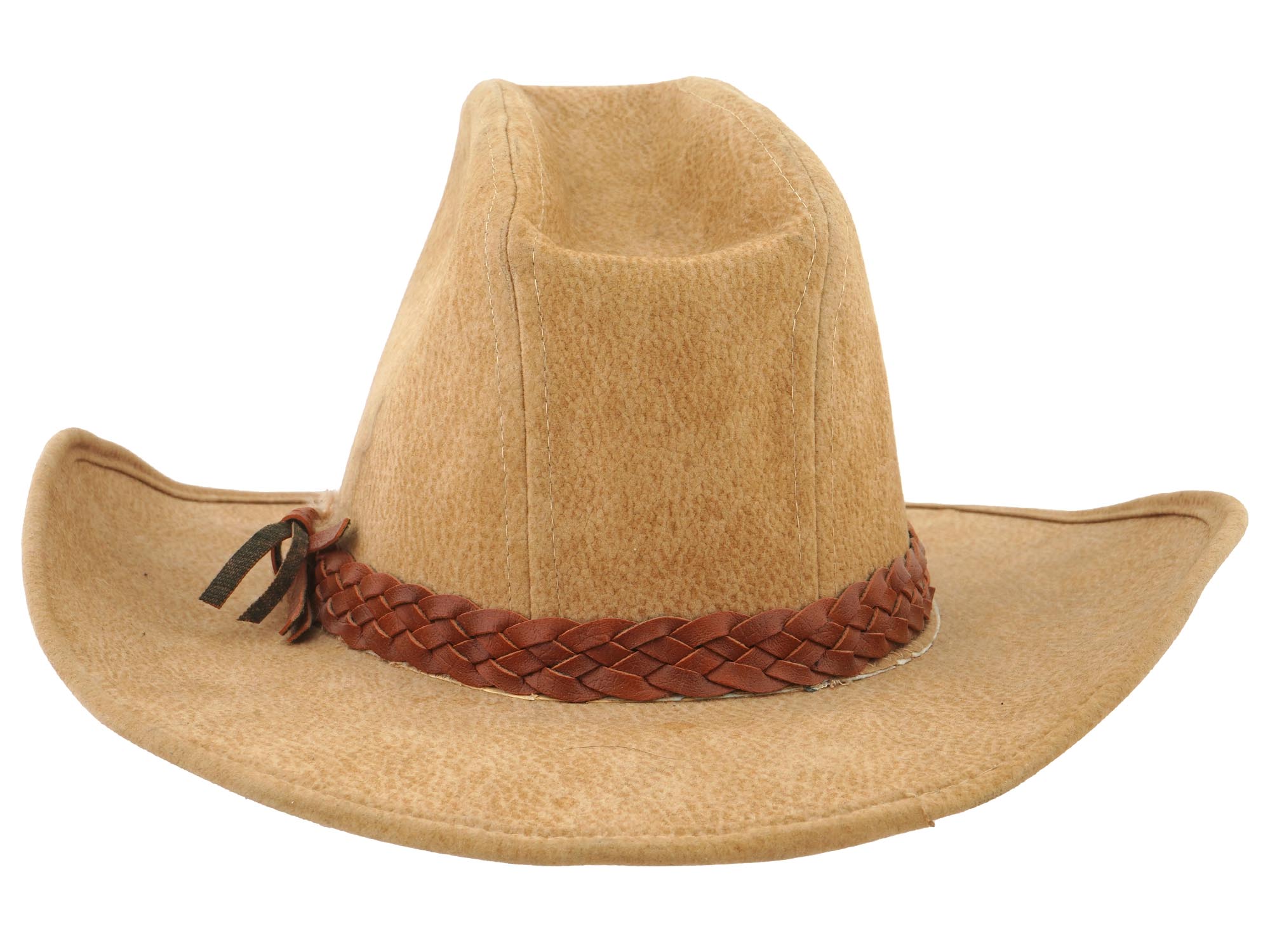 AMERICAN WESTERN ROCKMOUNT BEIGE LEATHER COWBOY HAT PIC-1