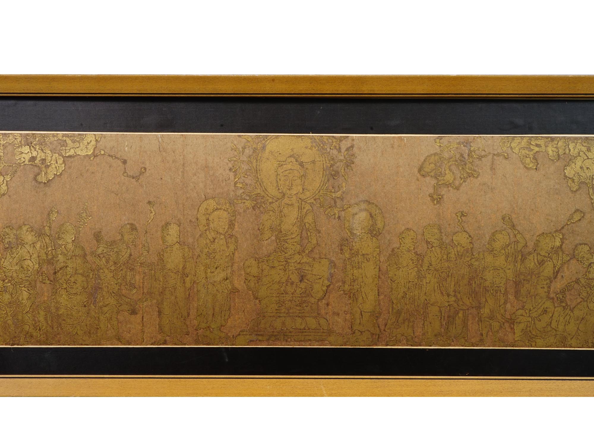 ASIAN BUDDHIST GILDED MIXED MEDIA ARTWORK WALL PLAQUE PIC-1