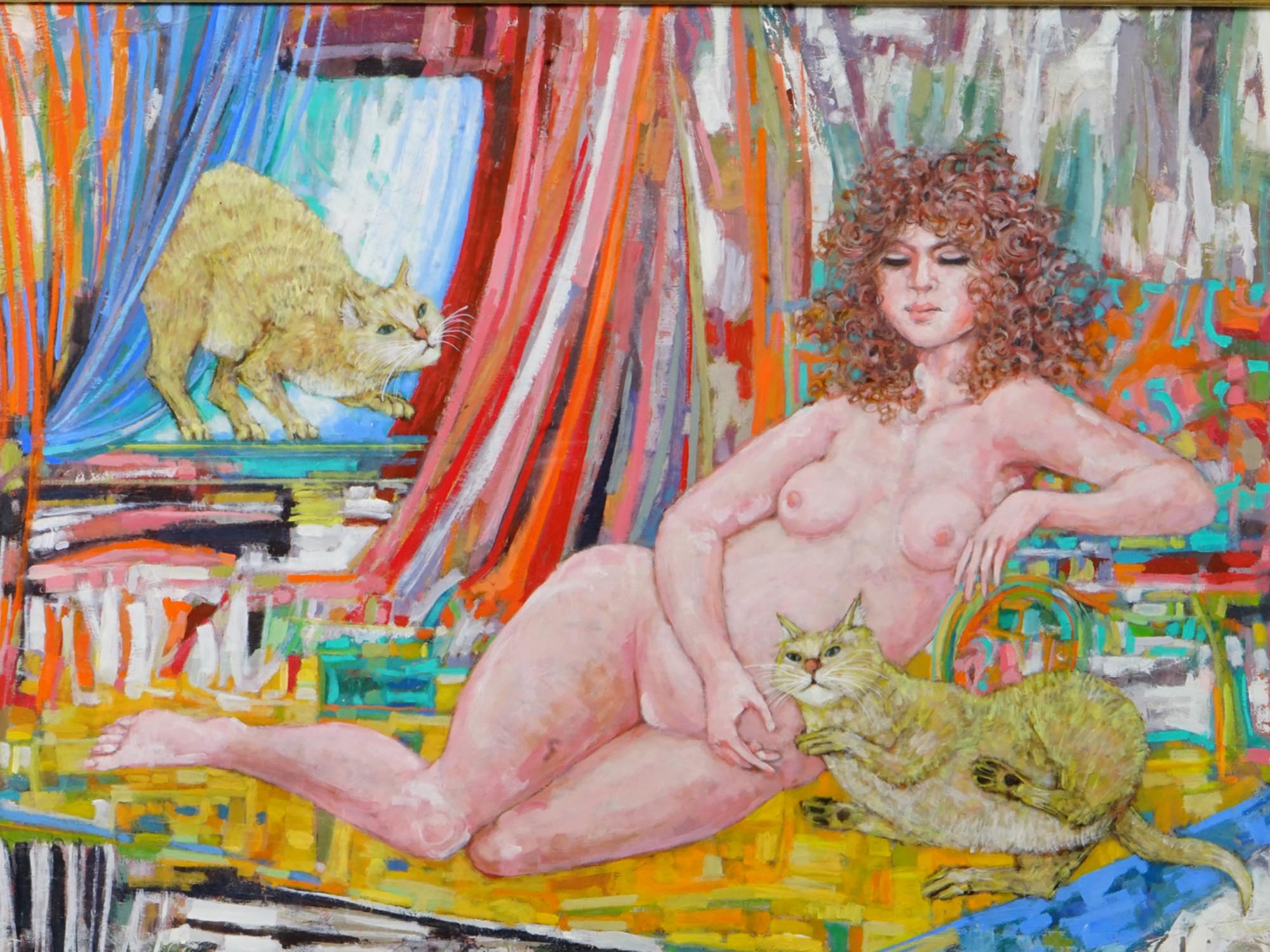LARRY CABANISS AMERICAN OIL PAINTING OF A NUDE LADY PIC-1