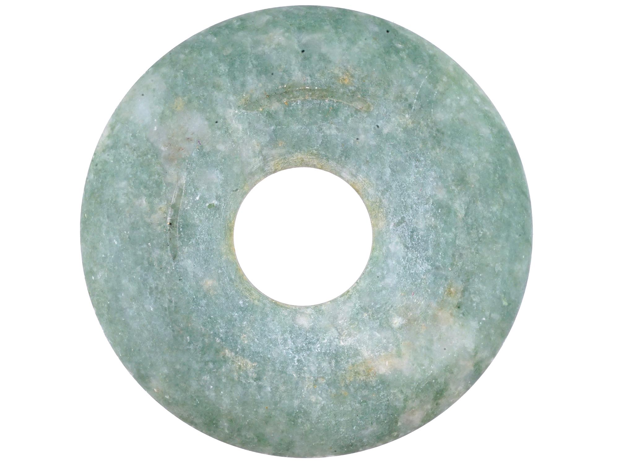 ANTIQUE CHINESE QING CARVED JADEITE BI DISC PIC-3