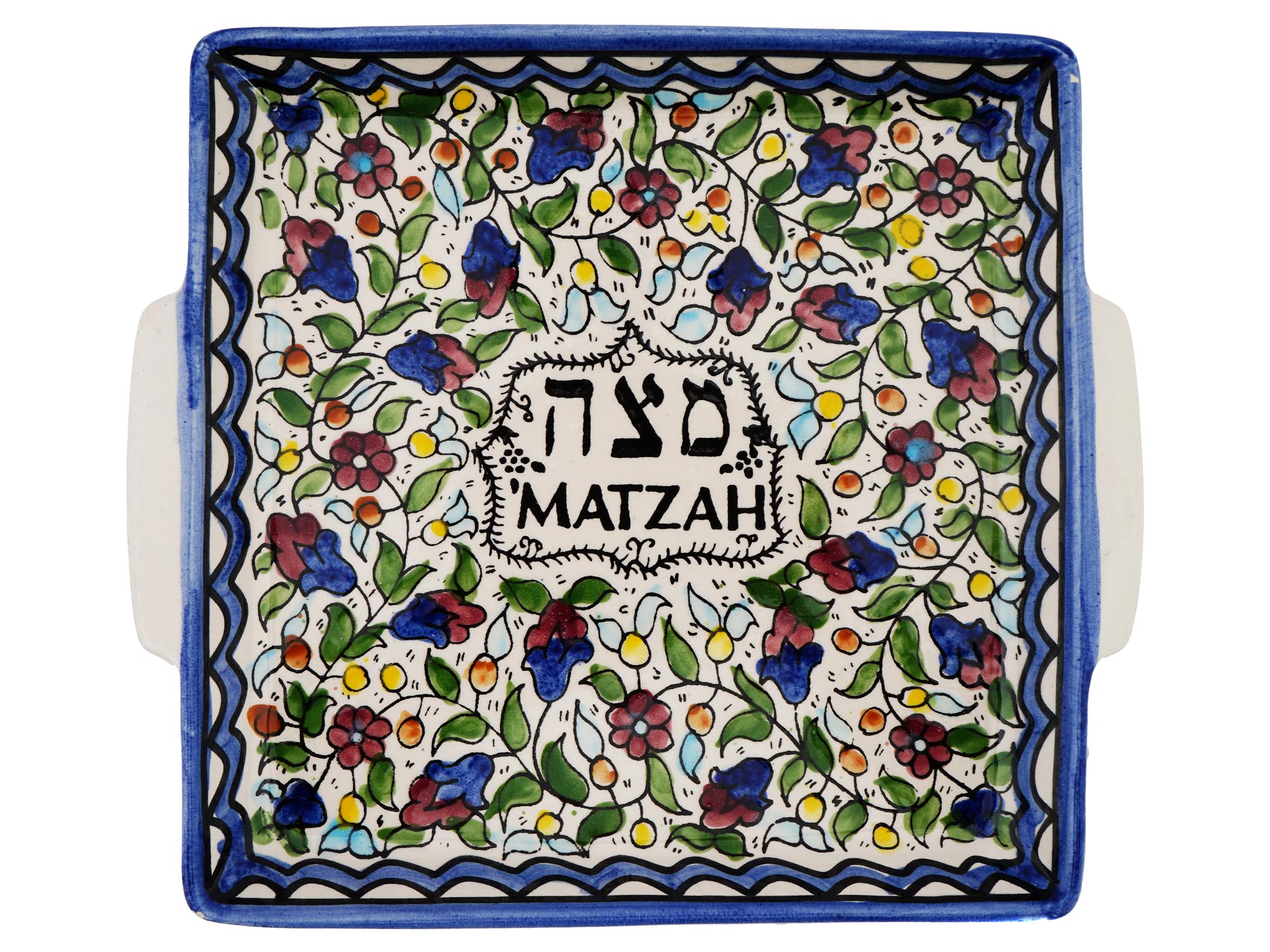 VINTAGE ISRAELI HAND PAINTED CERAMIC TRAY AND PLATE PIC-4