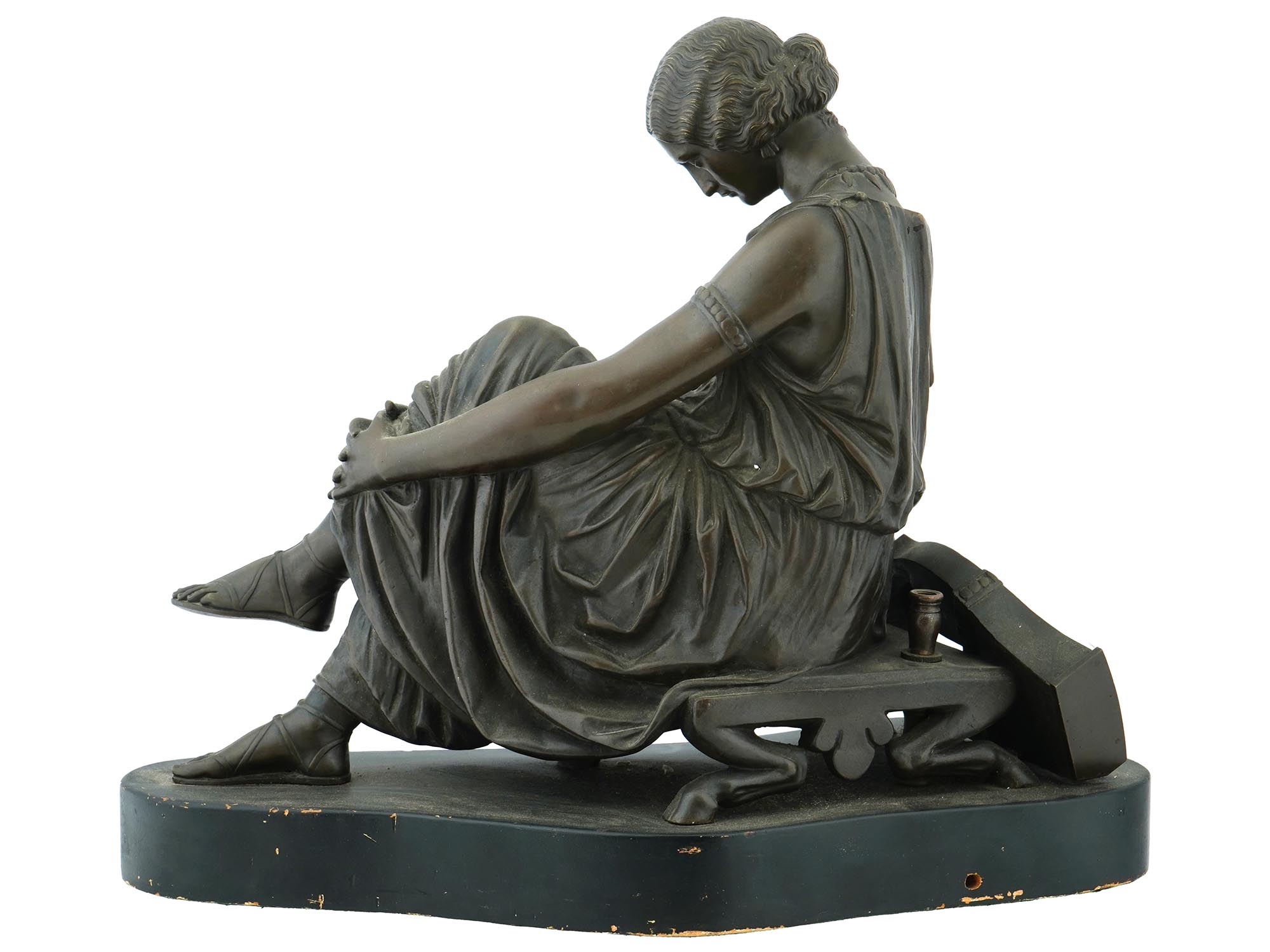 FRENCH FEMALE BRONZE SCULPTURE AFTER JEAN J PRADIER PIC-3