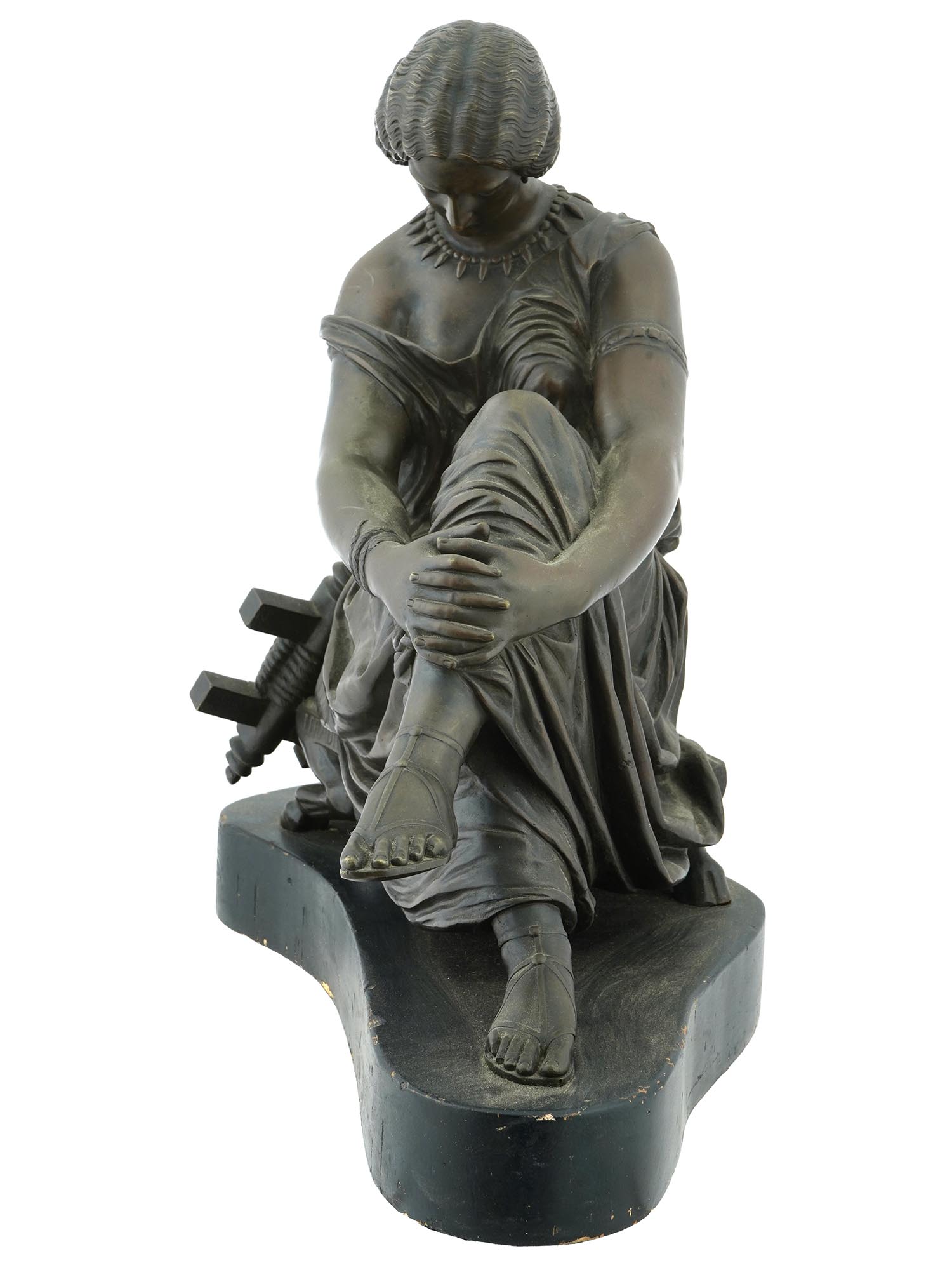 FRENCH FEMALE BRONZE SCULPTURE AFTER JEAN J PRADIER PIC-2