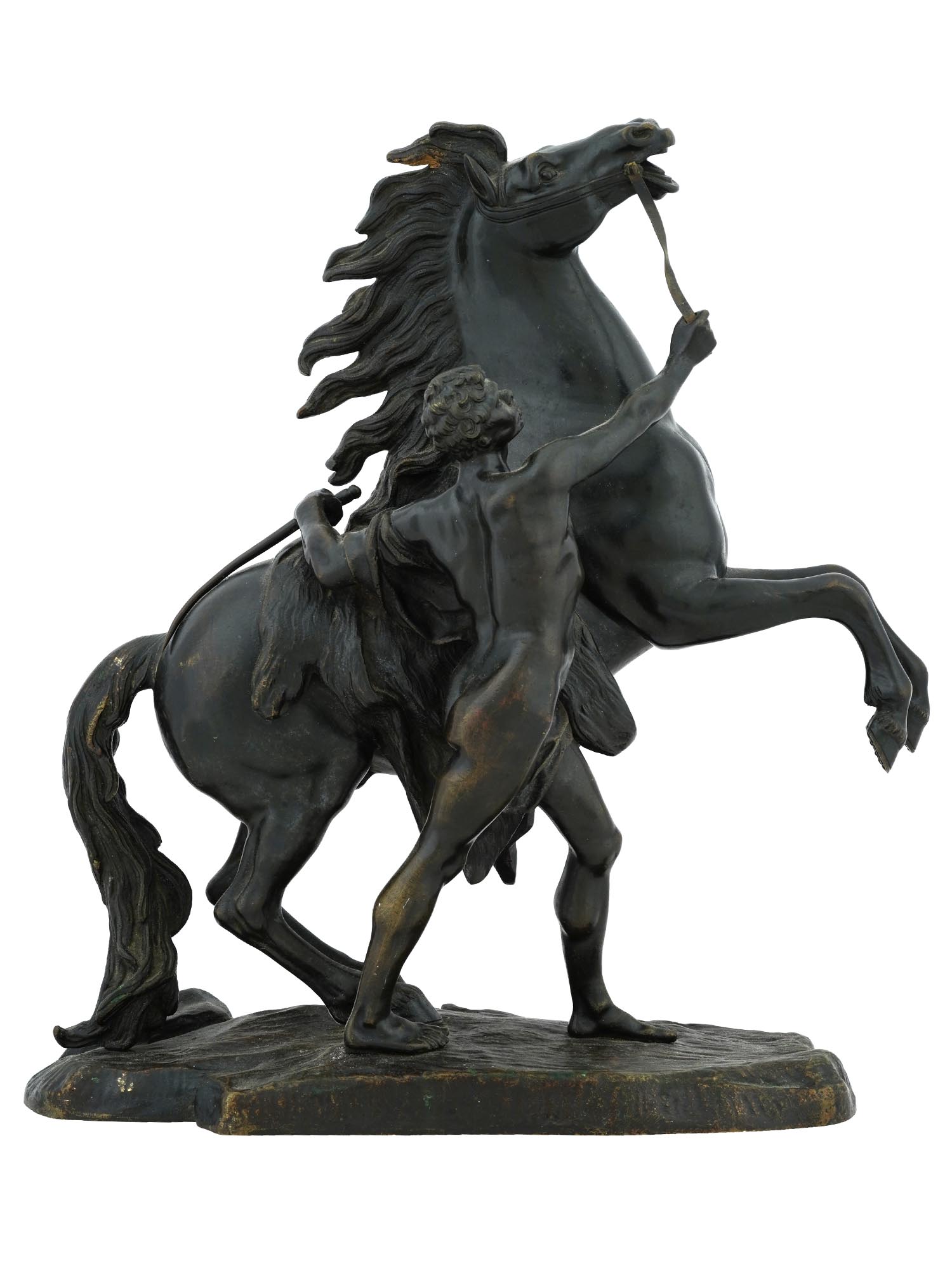 FRENCH BRONZE EQUESTRIAN SCULPTURE AFTER G COUSTOU PIC-1