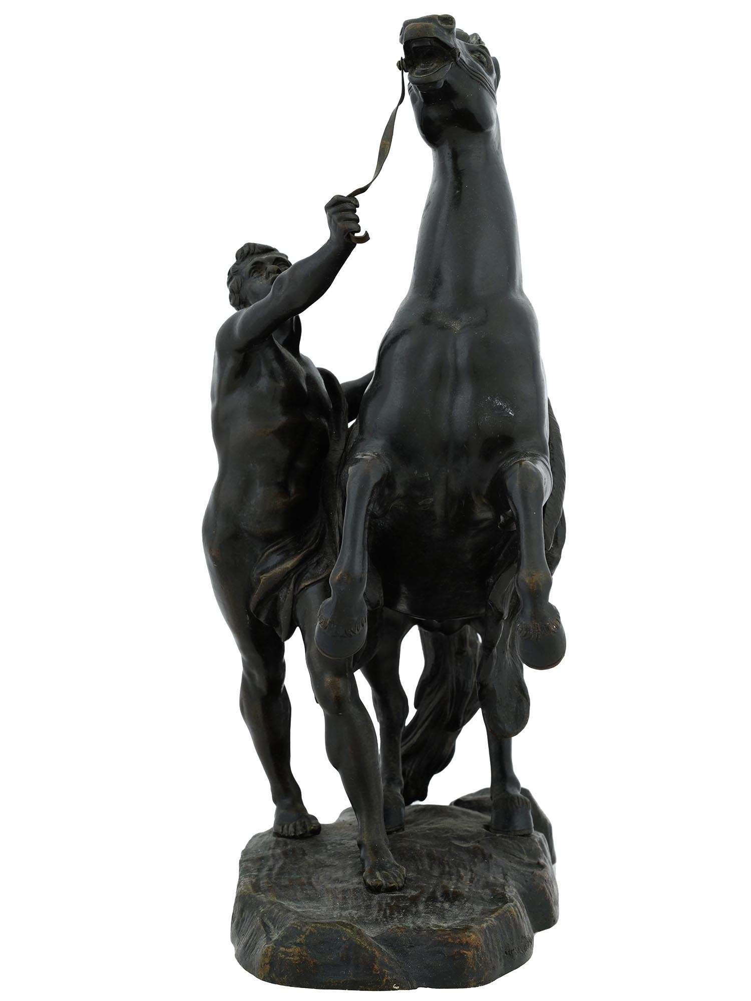 FRENCH BRONZE EQUESTRIAN SCULPTURE AFTER G COUSTOU PIC-2