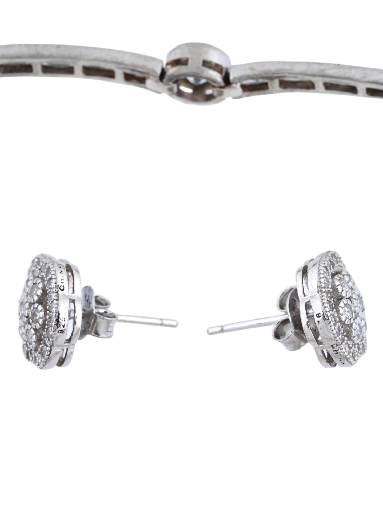 925 STERLING SILVER TENNIS BRACELET WITH EARRINGS PIC-3
