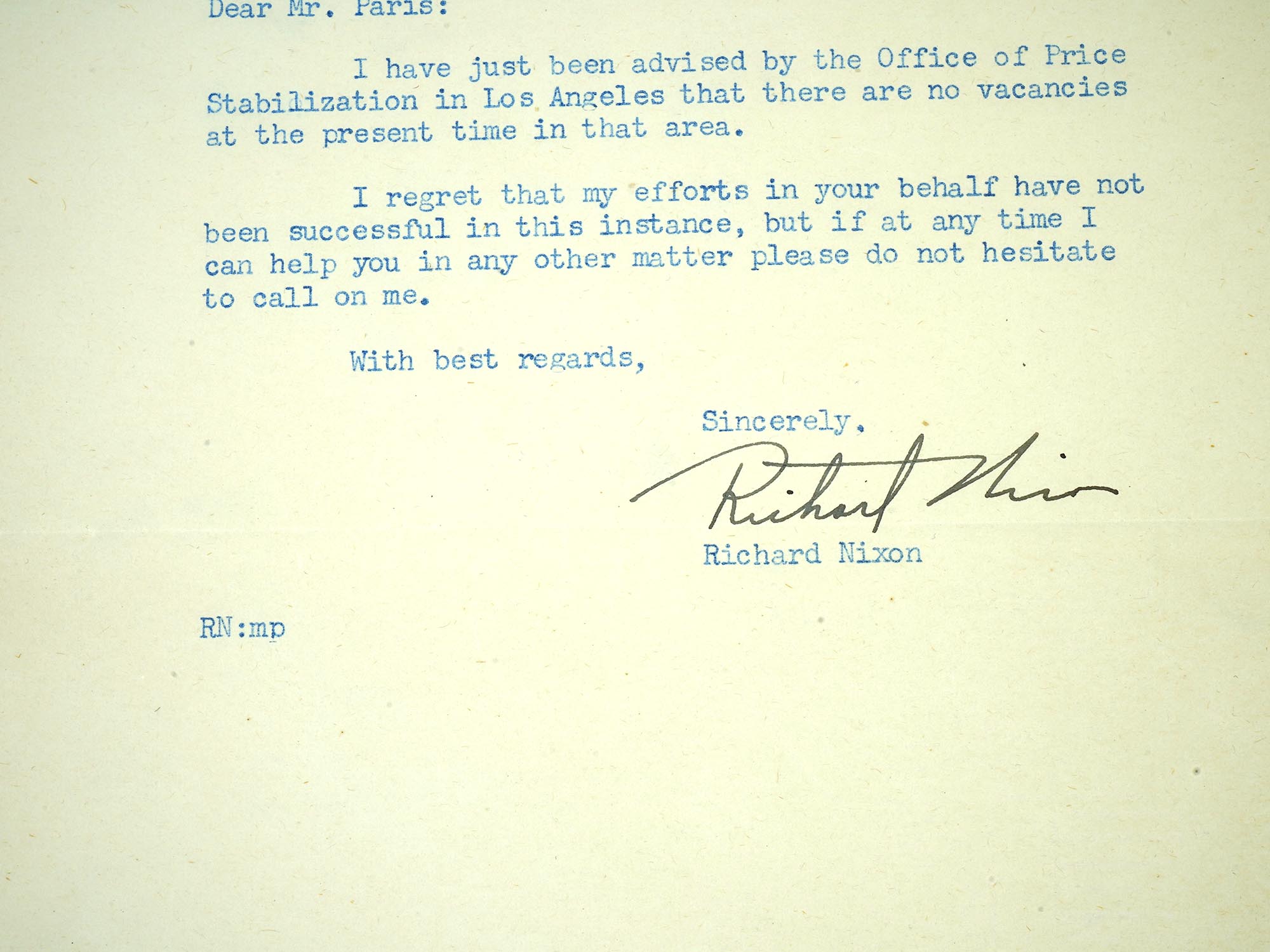 1951 UNITED STATES SENATE LETTER FROM RICHARD NIXON PIC-2