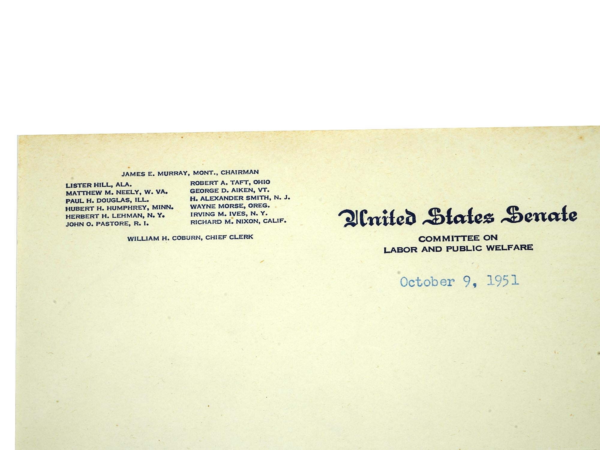 1951 UNITED STATES SENATE LETTER FROM RICHARD NIXON PIC-1