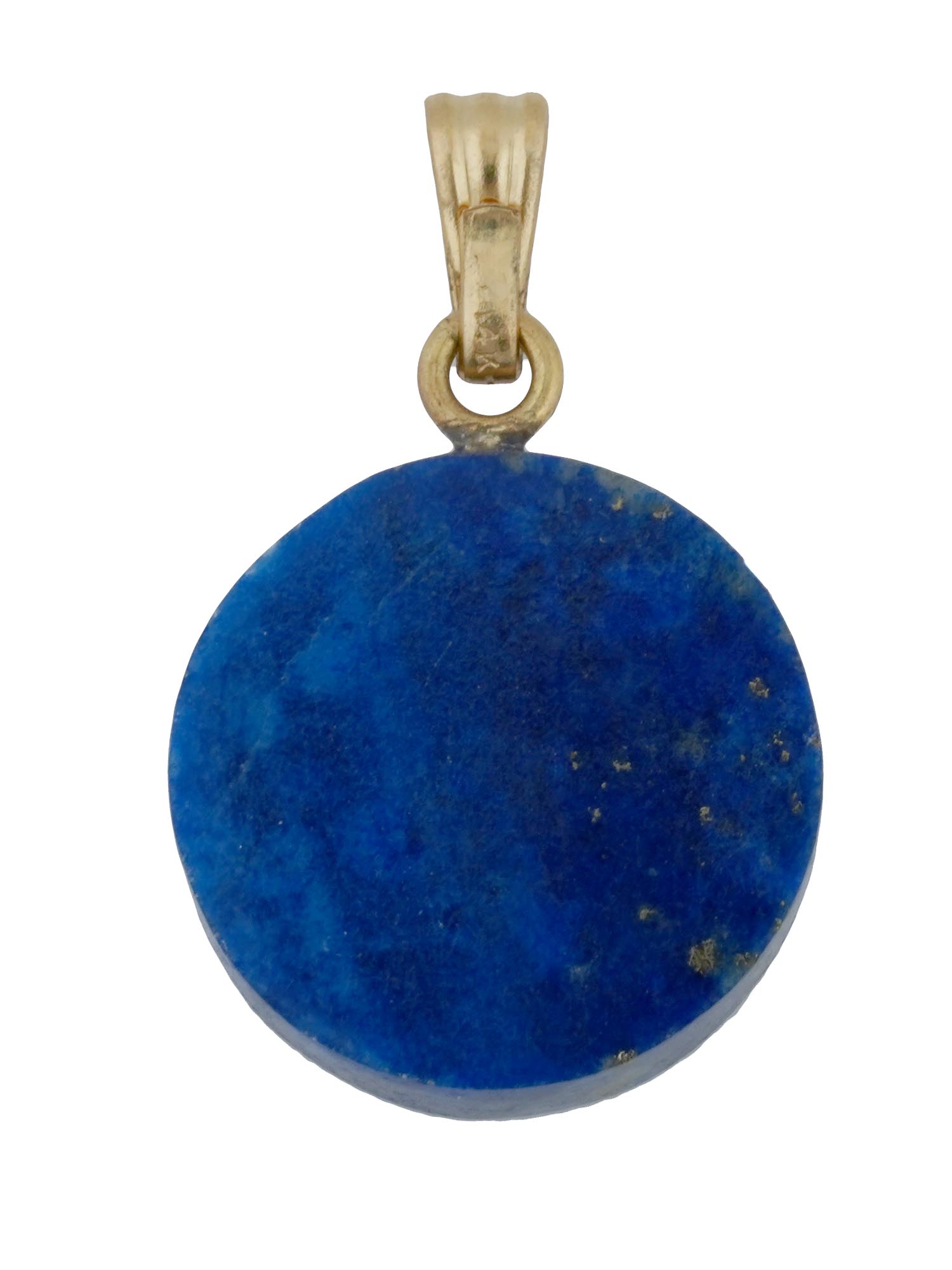 VINTAGE 14K GOLD LAPIS STONE EARRINGS AND PENDANT PIC-3