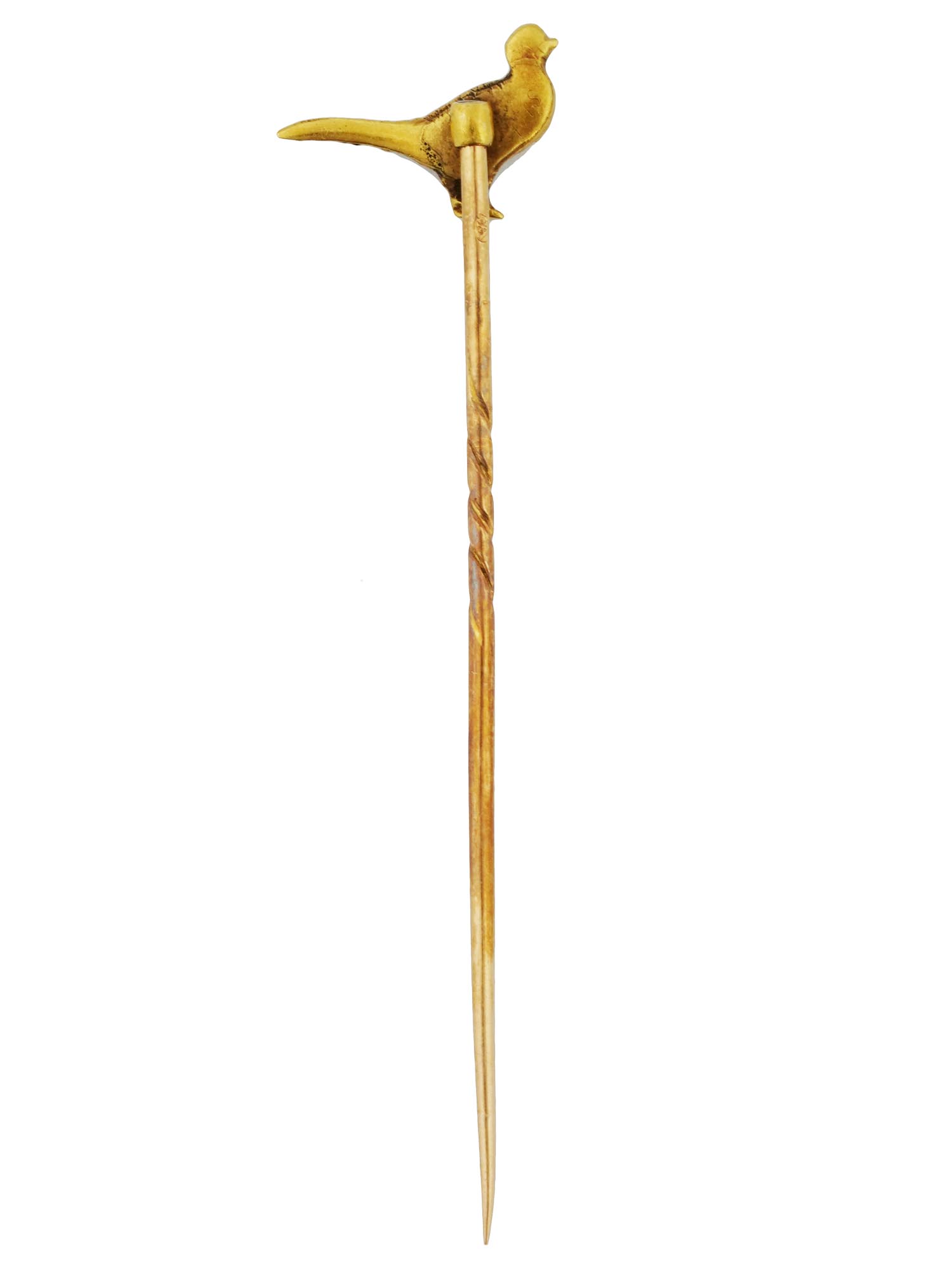 ENGLISH LATE VICTORIAN 14K GOLD BIRD STICK PIN PIC-1