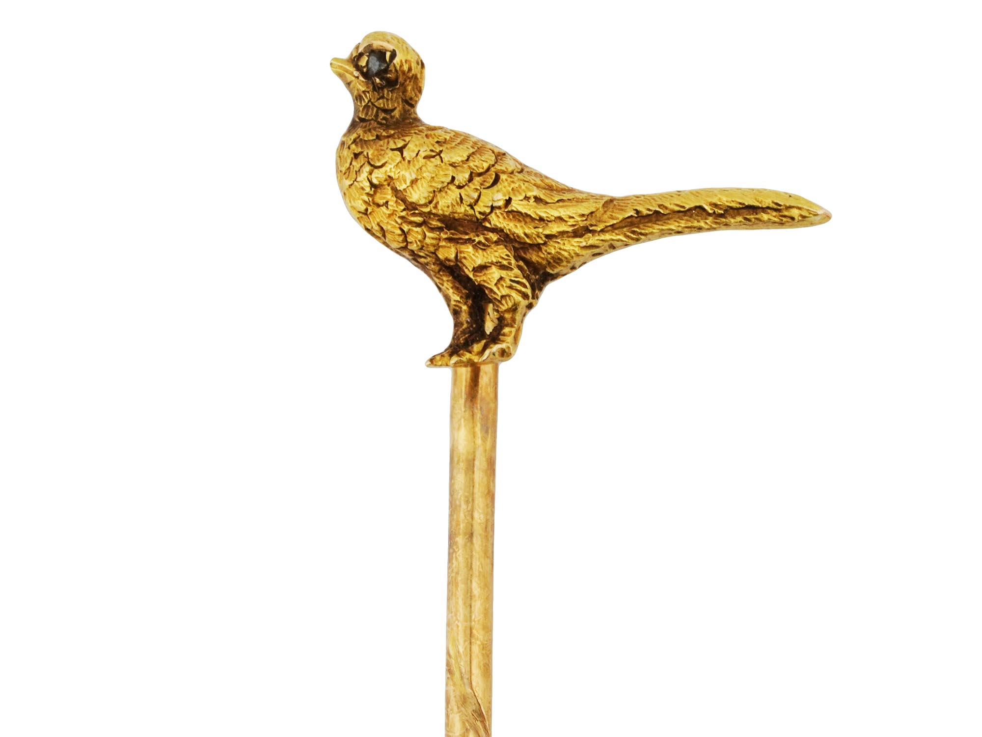 ENGLISH LATE VICTORIAN 14K GOLD BIRD STICK PIN PIC-2