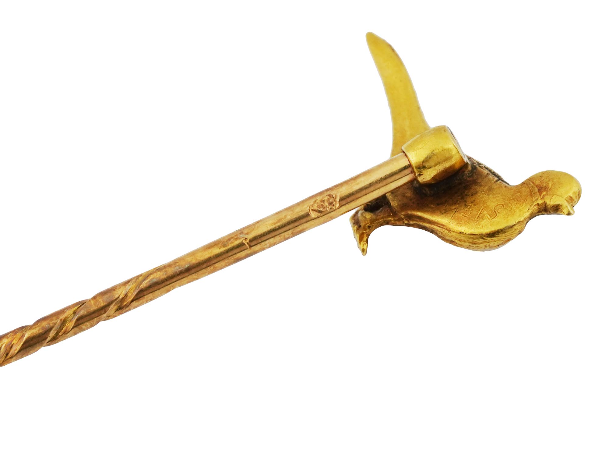 ENGLISH LATE VICTORIAN 14K GOLD BIRD STICK PIN PIC-3