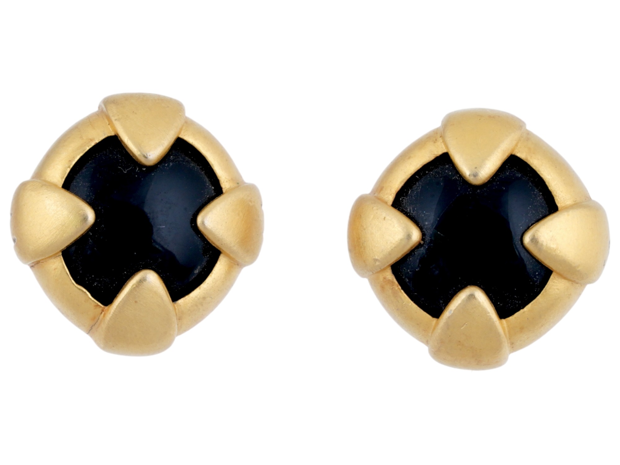 VINTAGE GIVENCHY BLACK STONE CLIP EARRINGS PIC-0