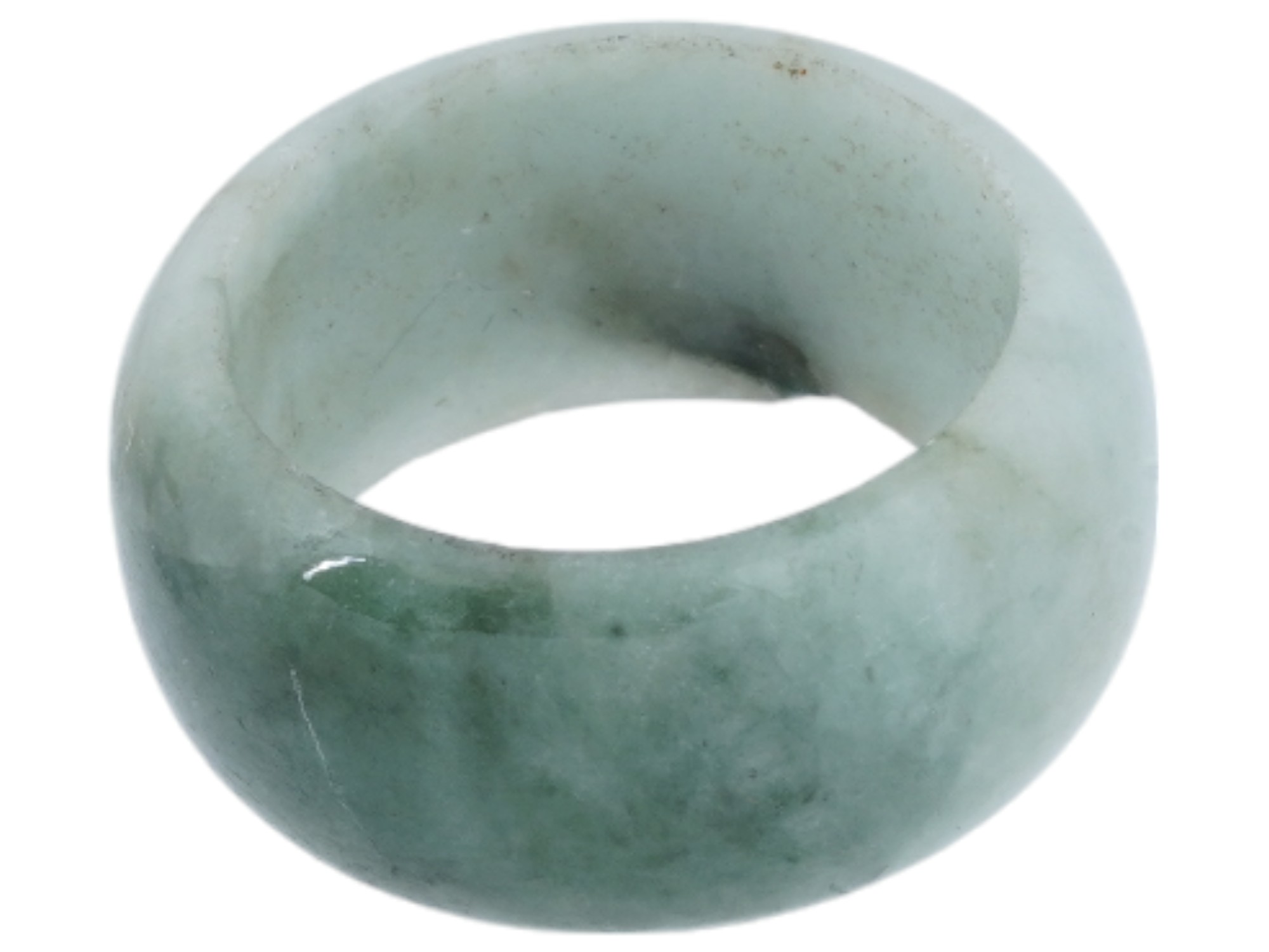 VINTAGE SOLID CARVED NEPHRITE JADE BAND RING PIC-2