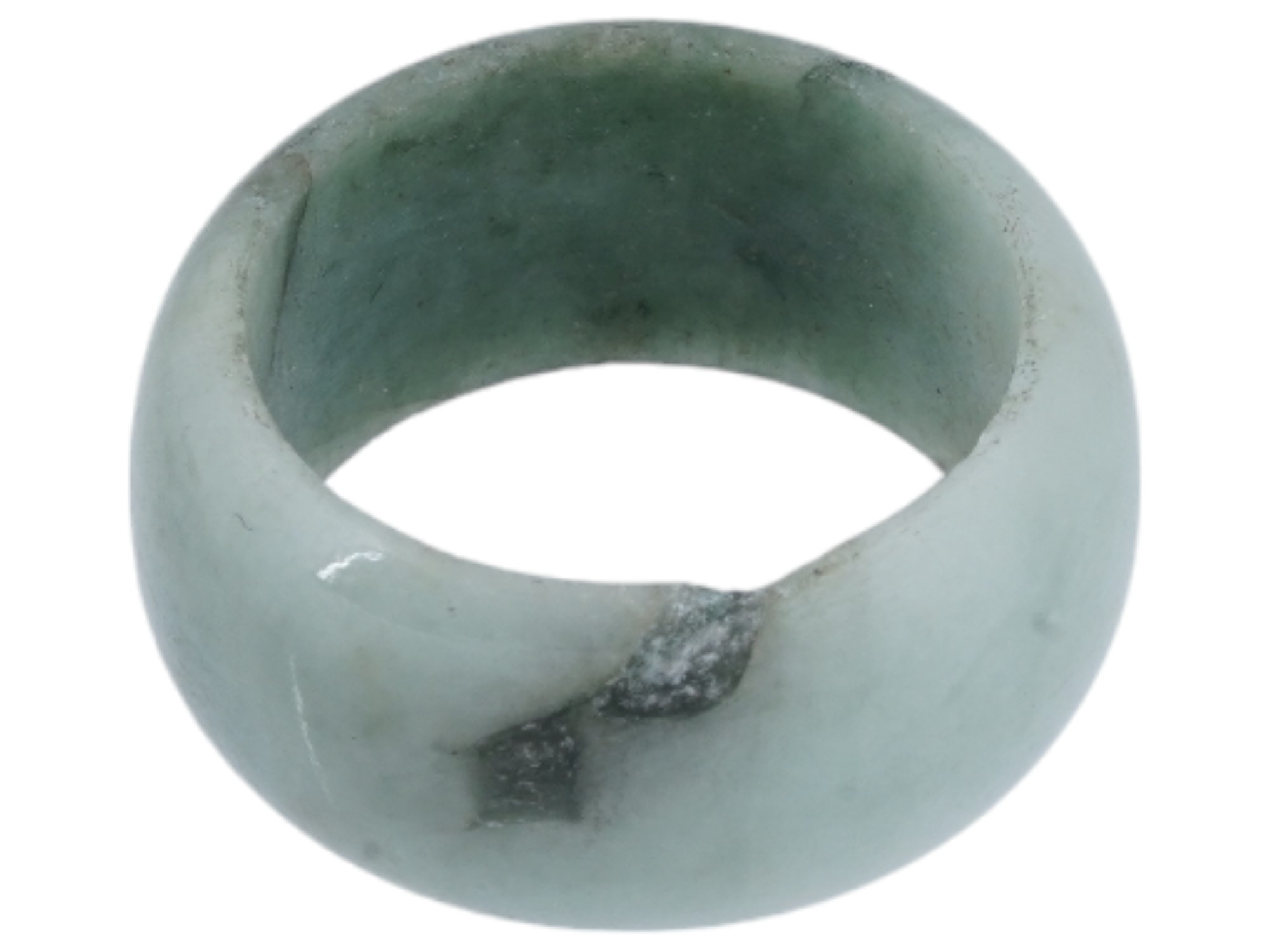 VINTAGE SOLID CARVED NEPHRITE JADE BAND RING PIC-0