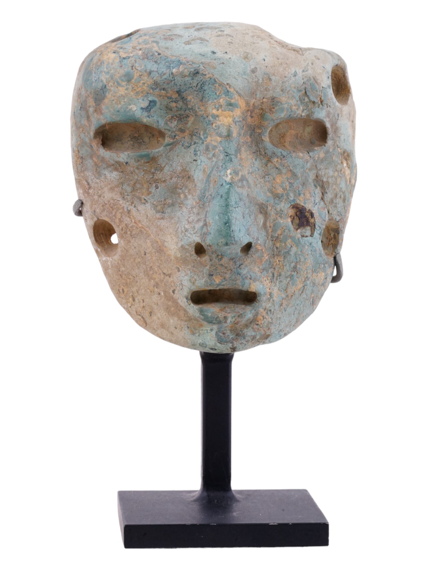 ANCIENT PRE COLUMBIAN MESOAMERICAN JADE MASK PIC-1