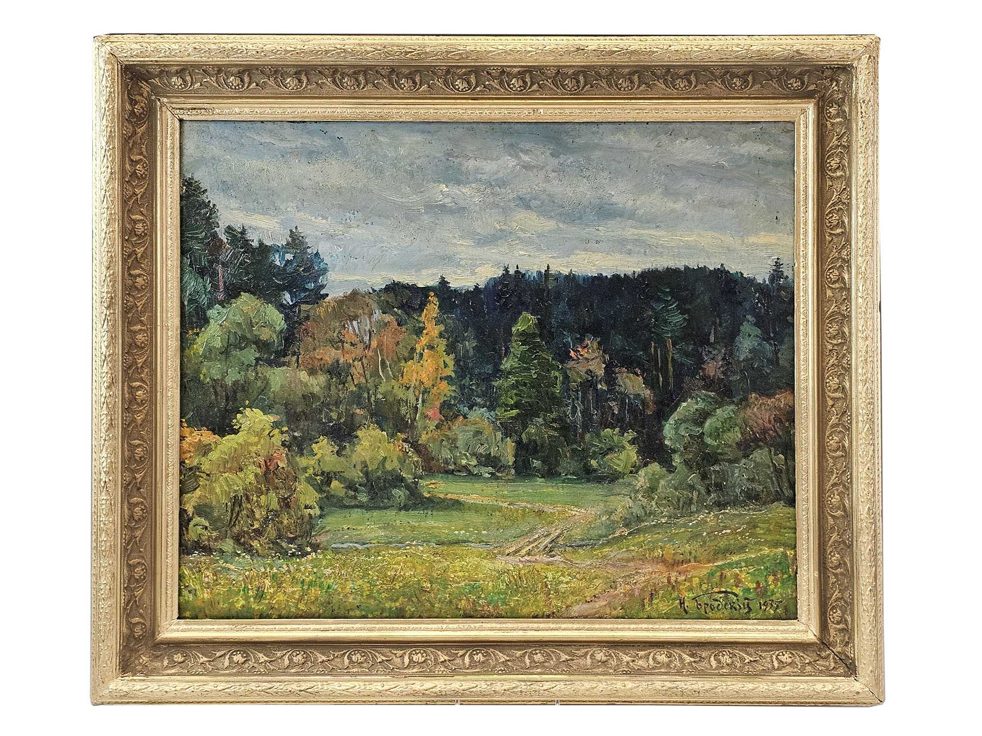 RUSSIAN LANDSCAPE OIL PAINTING BY ISAAK BRODSKY PIC-0