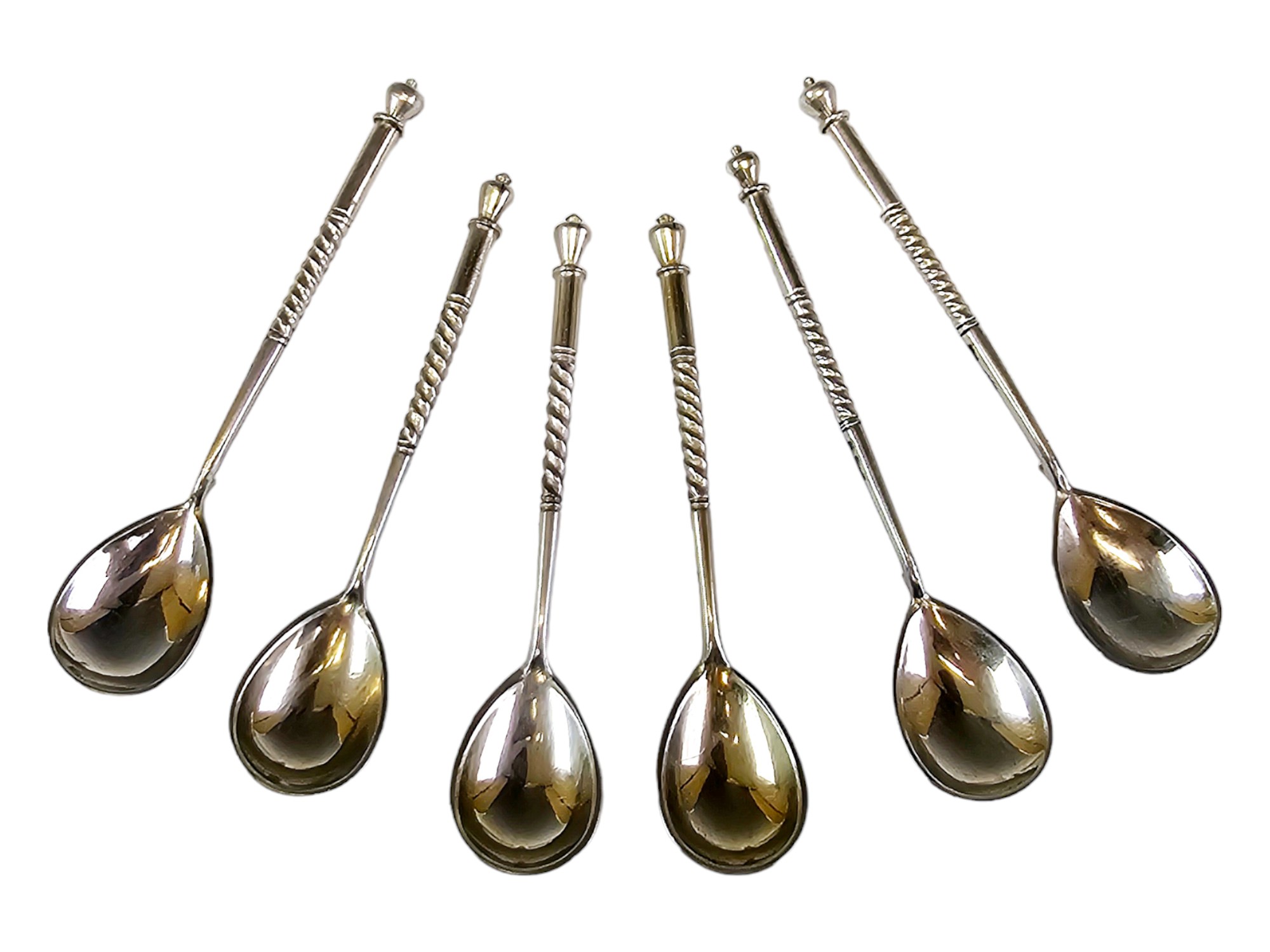 ANTIQUE RUSSIAN SILVER AND NIELLO TEA SPOONS SET PIC-1