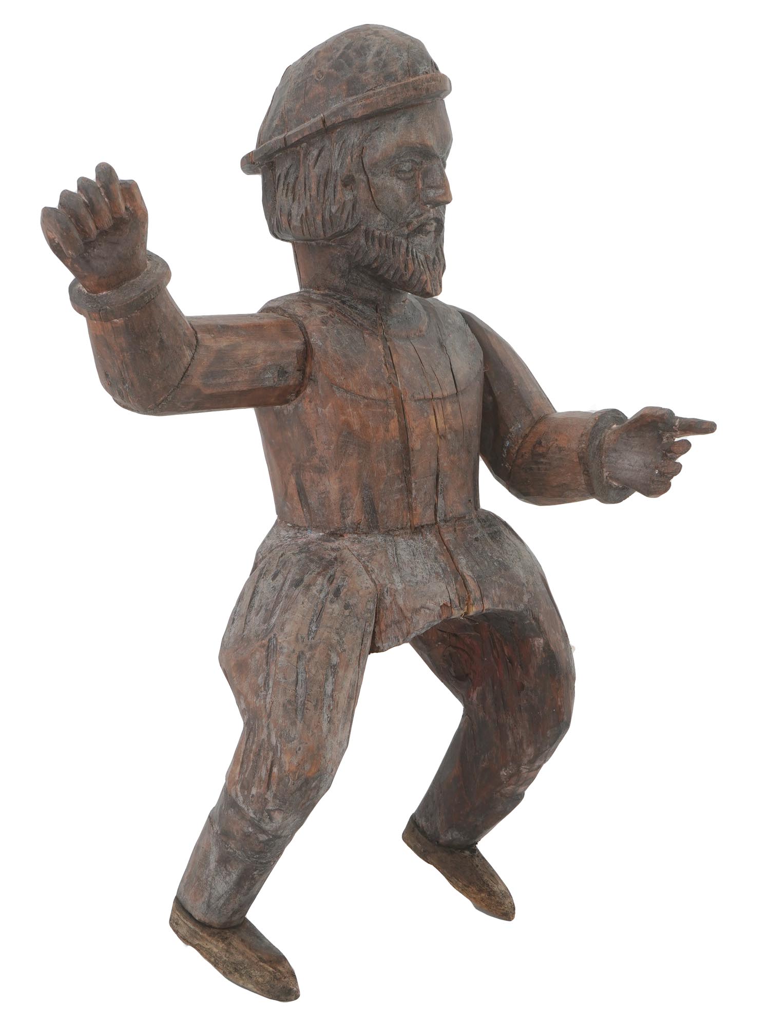 ANTIQUE WOODEN SCULPTURE OF MAN 19TH C PIC-0